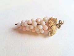 Vintage Angel Skin Coral Grapes Brooch