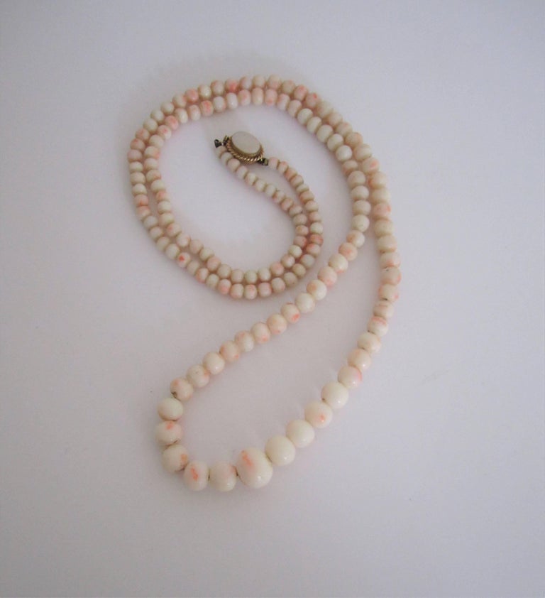 Angel Skin Coral Necklace with 14-Karat Gold Clasp at 1stDibs