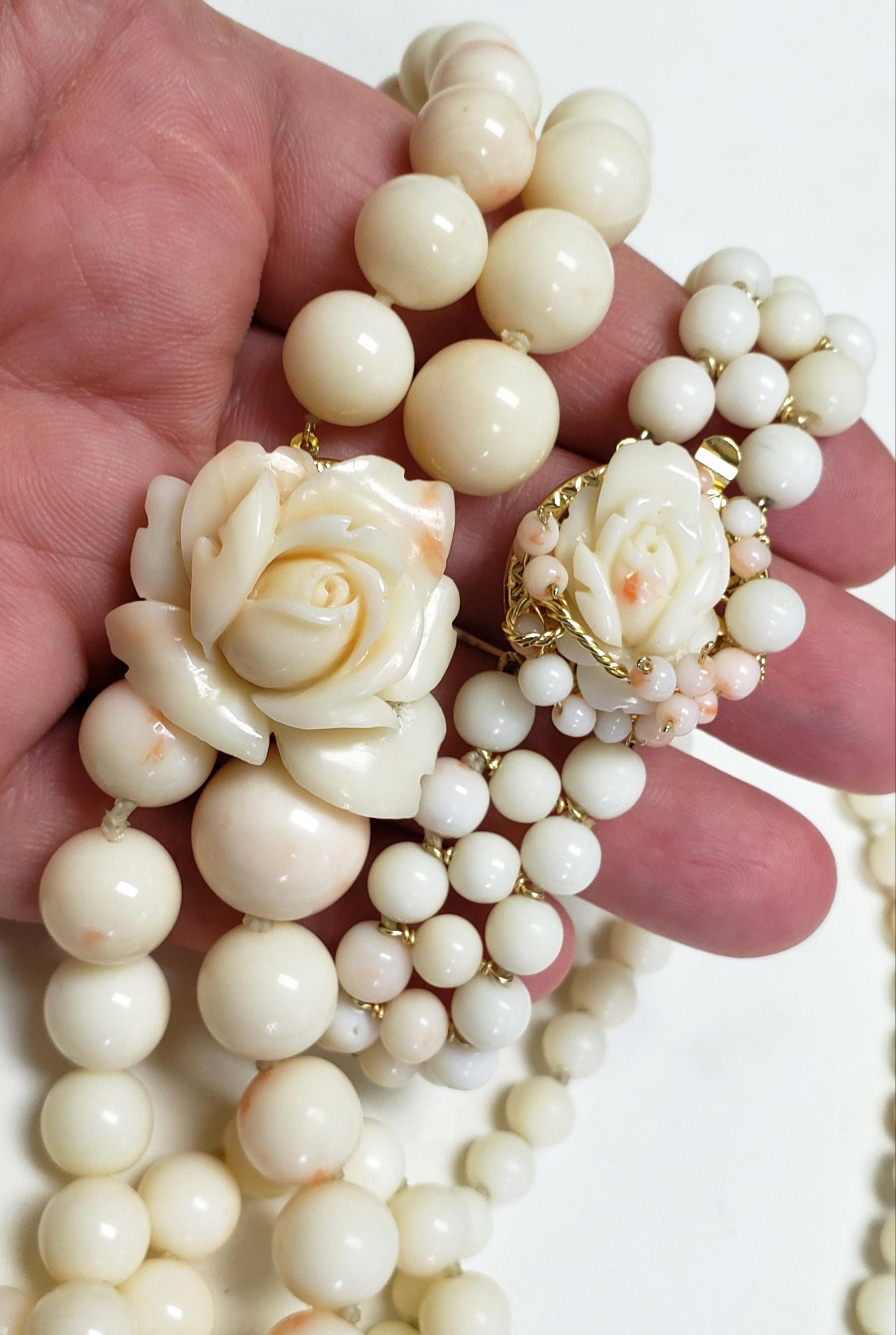 Bead Vintage Angel Skin Natural Coral Necklace 17