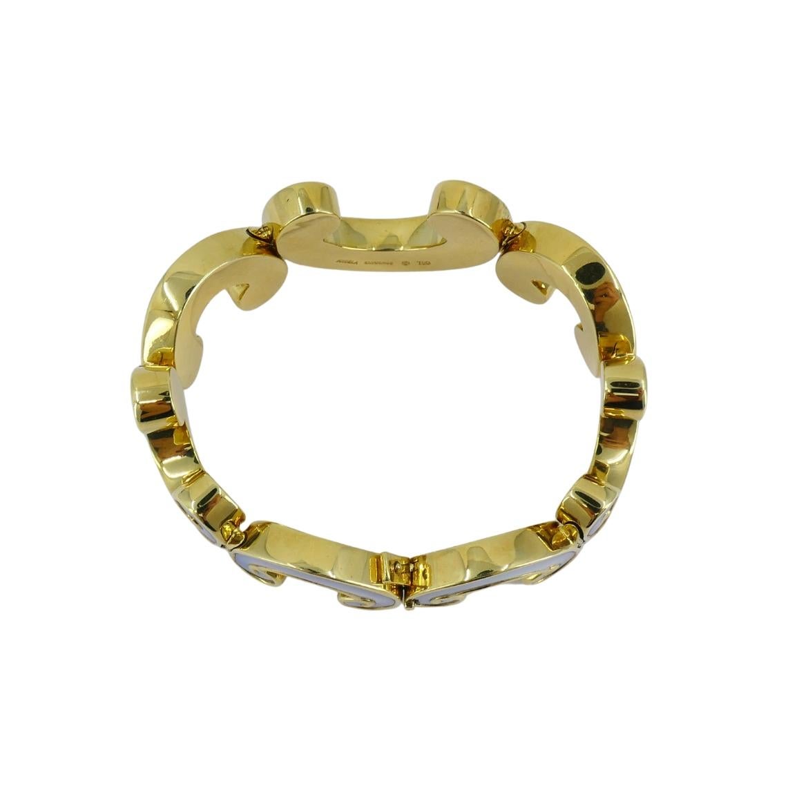 Bracciale d'epoca Angela Cummings in oro 18 carati e madreperla in vendita 2