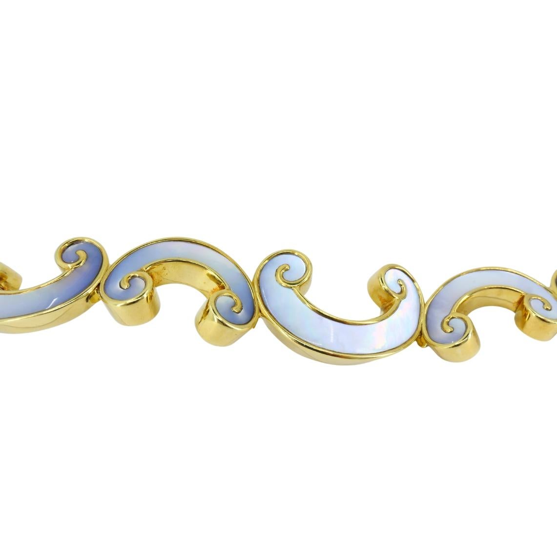 Bracciale d'epoca Angela Cummings in oro 18 carati e madreperla in vendita 4