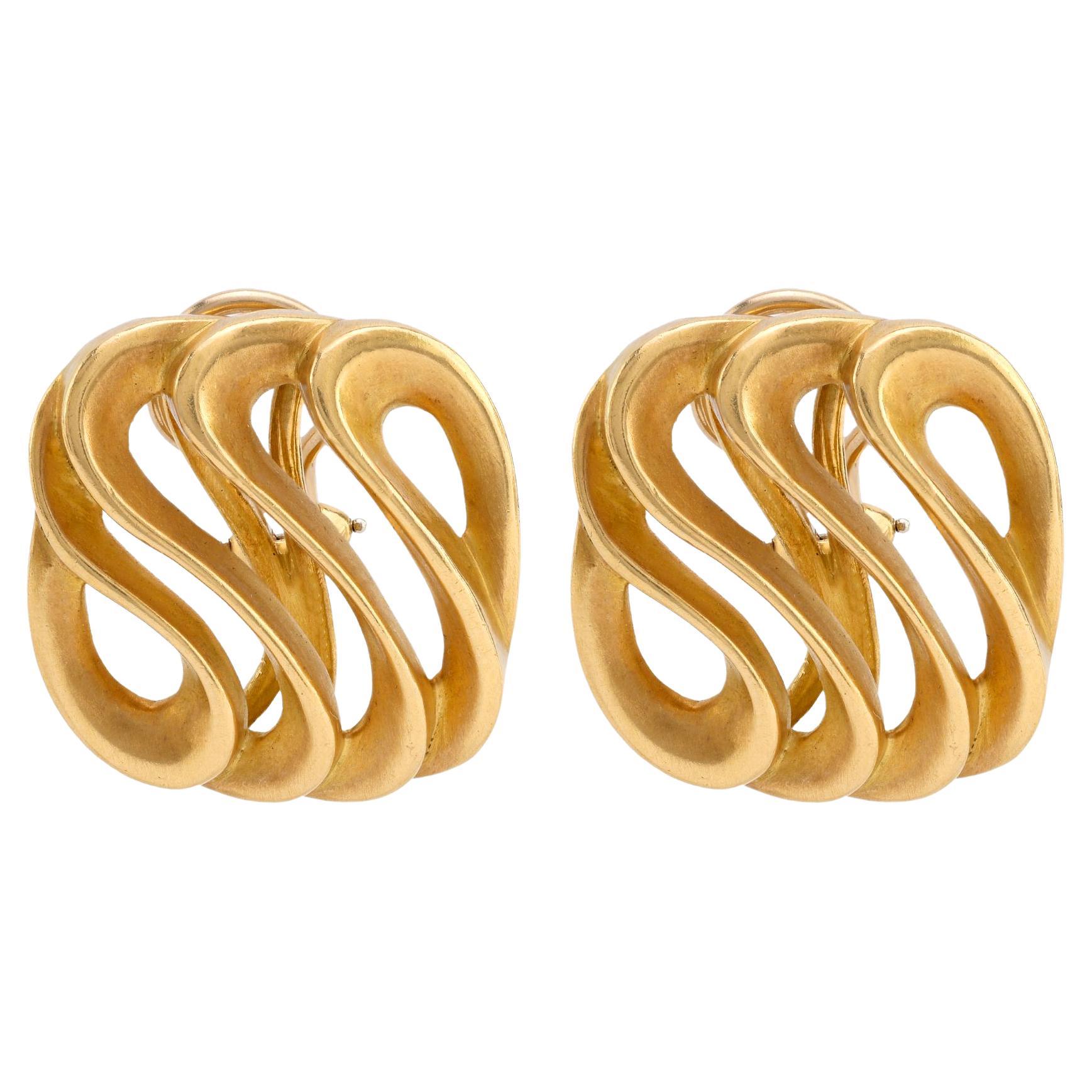 Pendientes de clip vintage Angela Cummings de oro amarillo de 18 quilates
