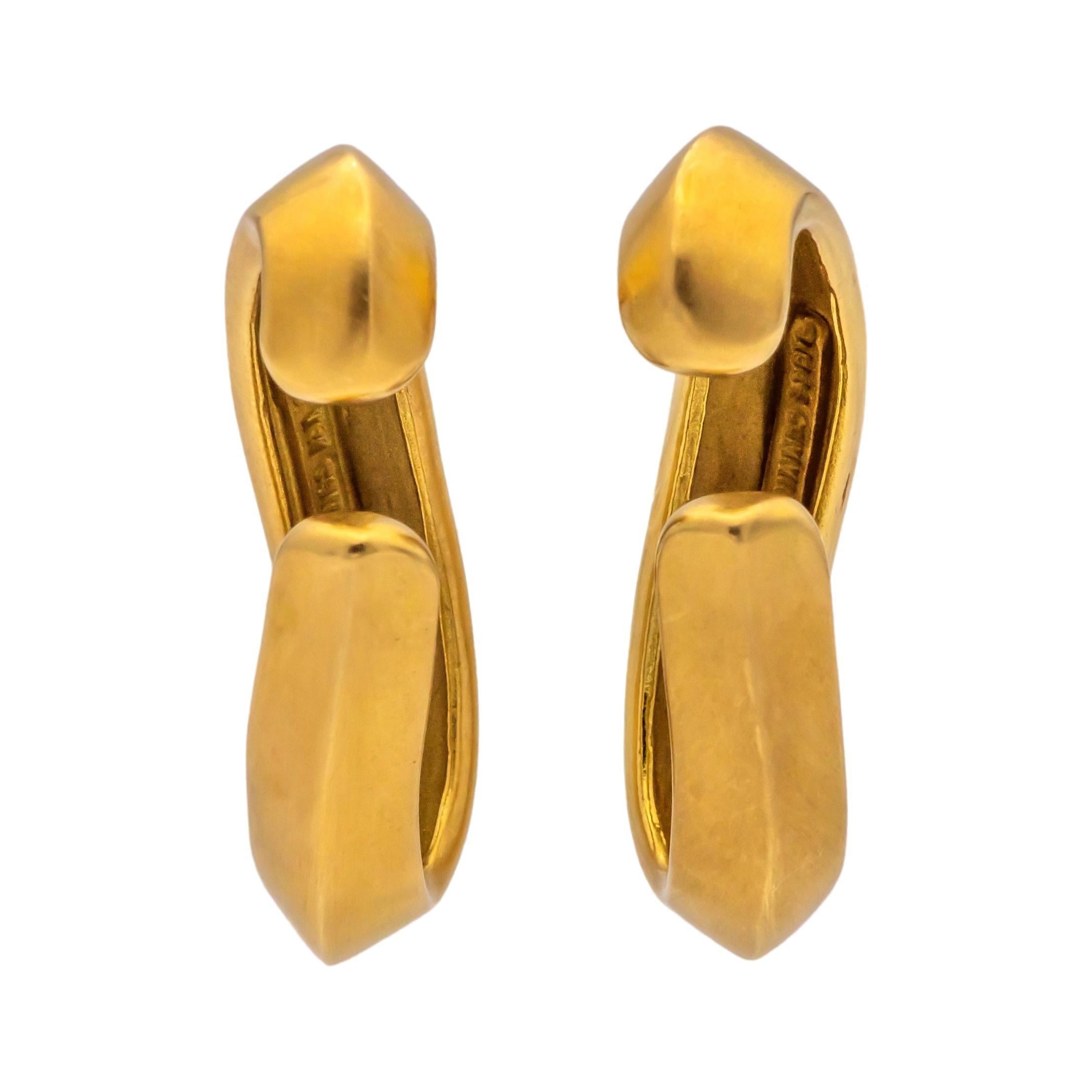 Vintage Angela Cummings 18K Yellow Gold Cuffs Earrings Circa 1984 In Good Condition In New York, NY