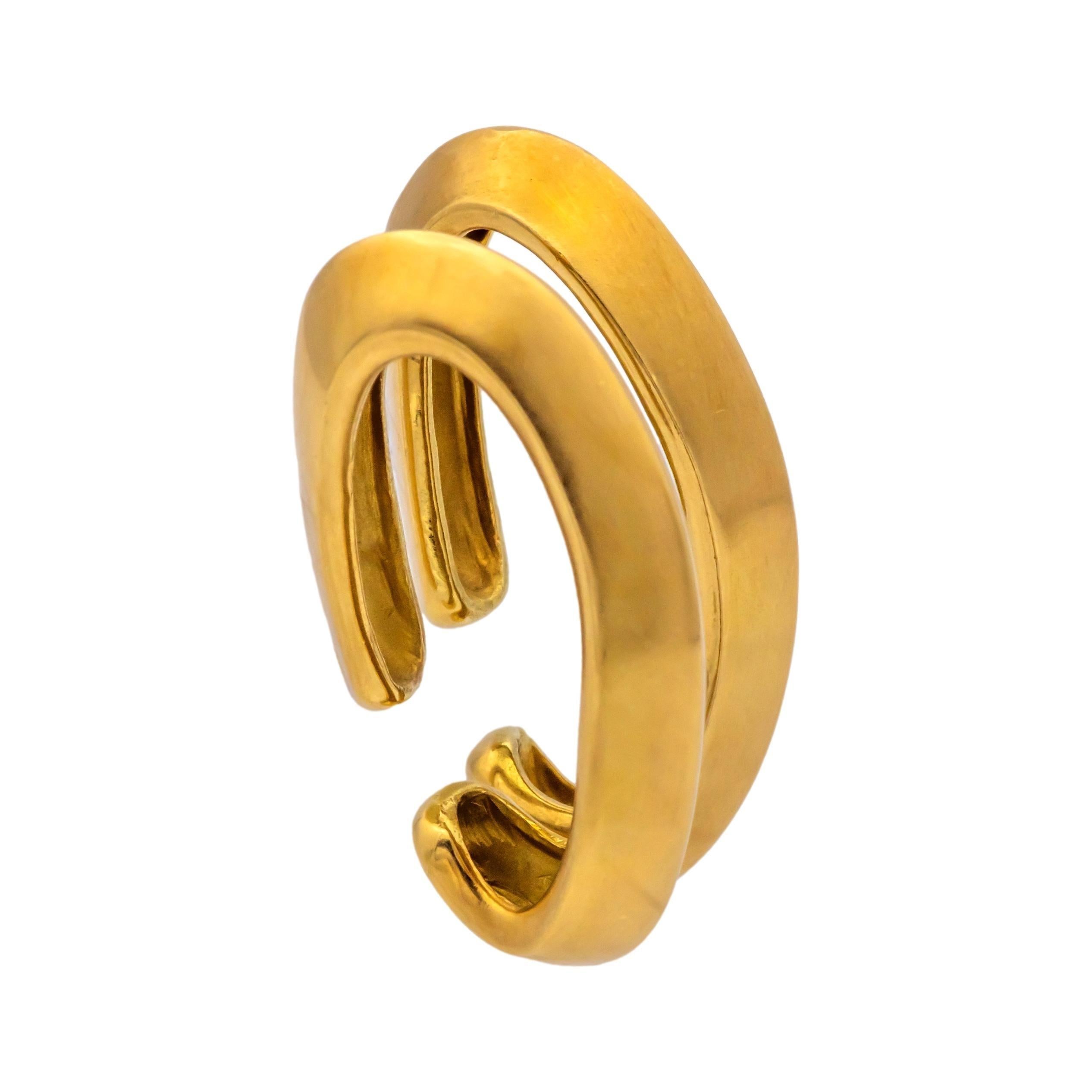 Women's Vintage Angela Cummings 18K Yellow Gold Cuffs Earrings Circa 1984