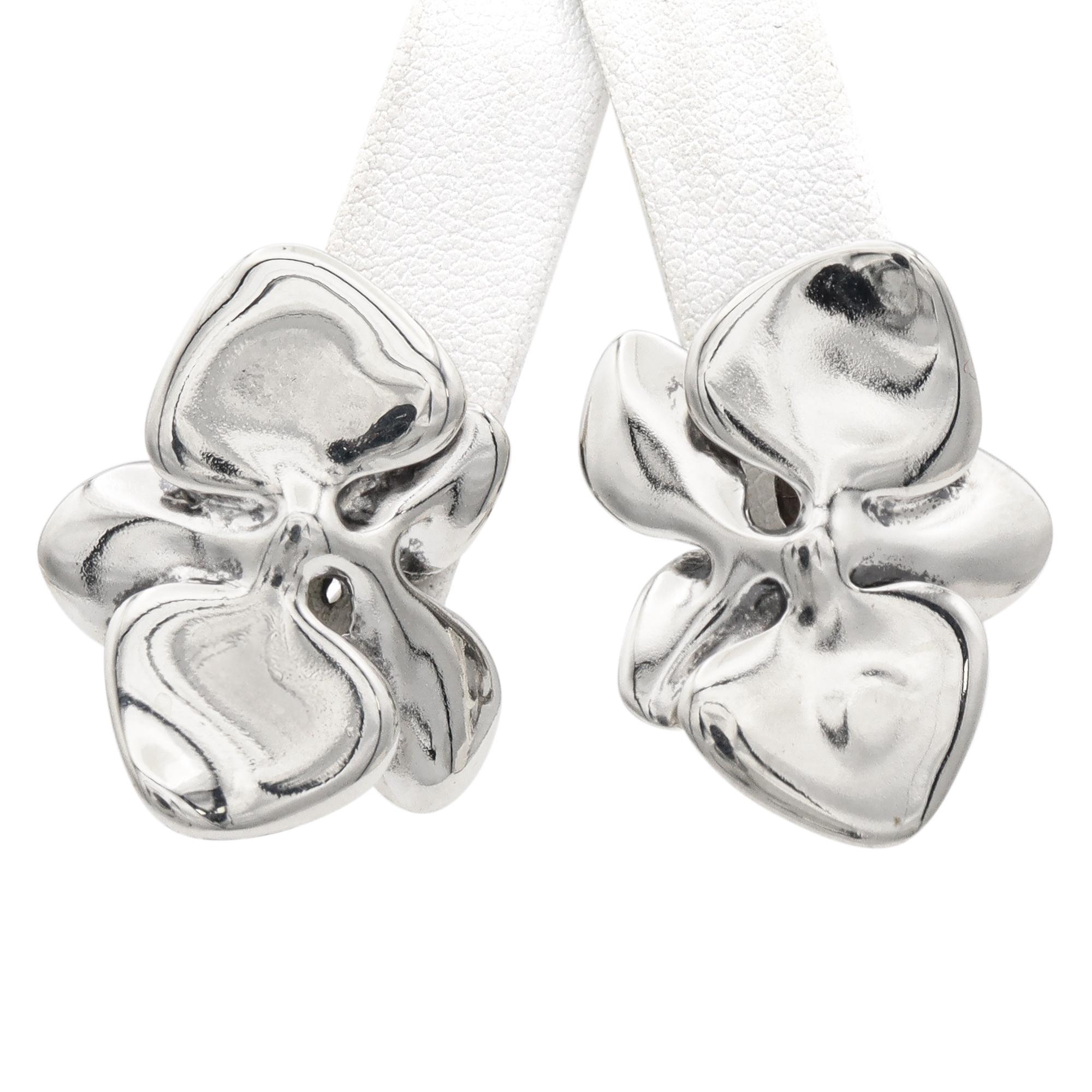 Women's or Men's Vintage Angela Cummings 1984 Sterling Silver Sculptural Orchids Clip On Earrings