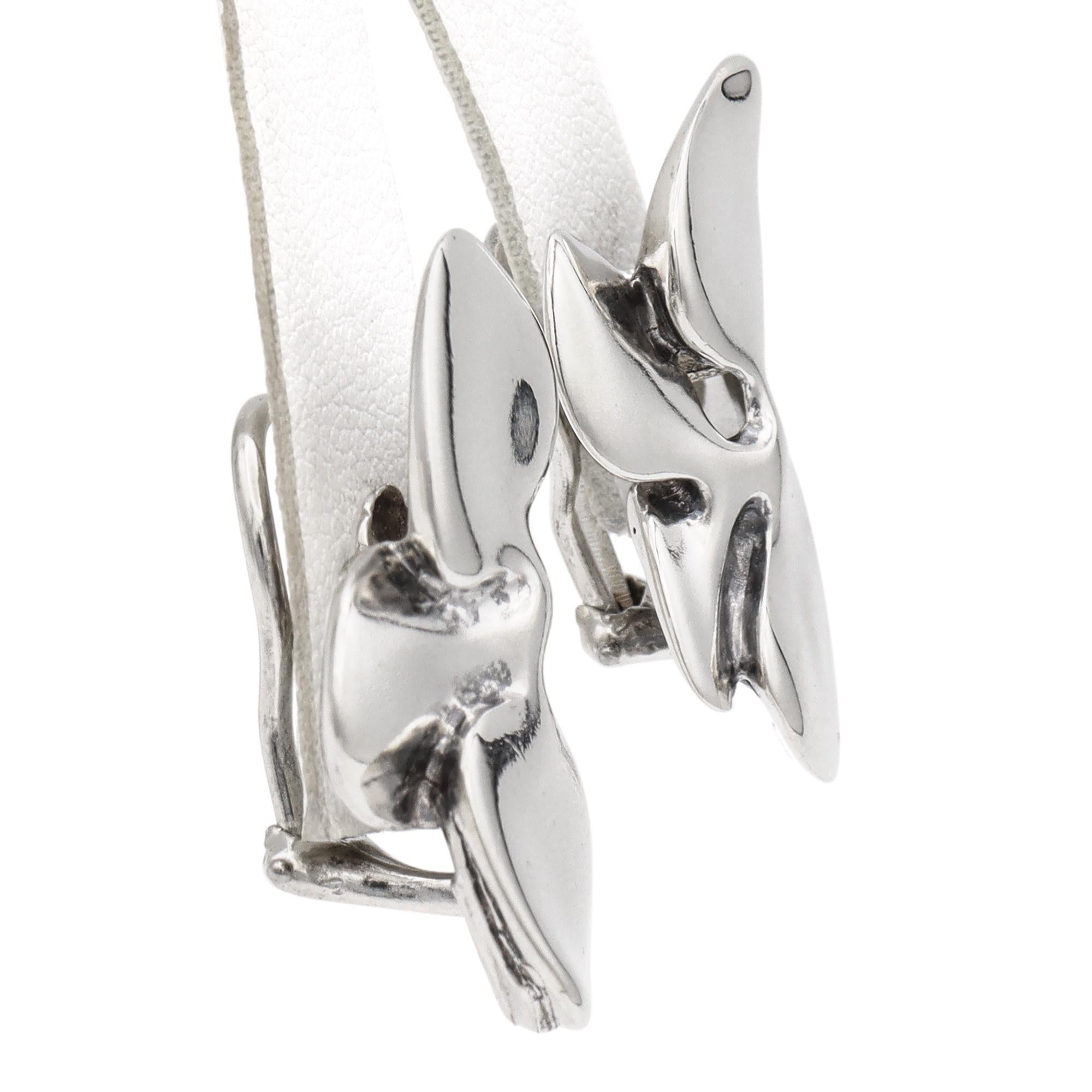 Vintage Angela Cummings 1984 Sterling Silver Sculptural Orchids Clip On Earrings 2