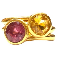 Vintage Angela Cummings 1986 18K Gold Stacking Rings Set of 2