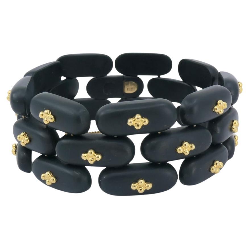 Vintage Angela Cummings Bracelet Gold Black Jade im Angebot