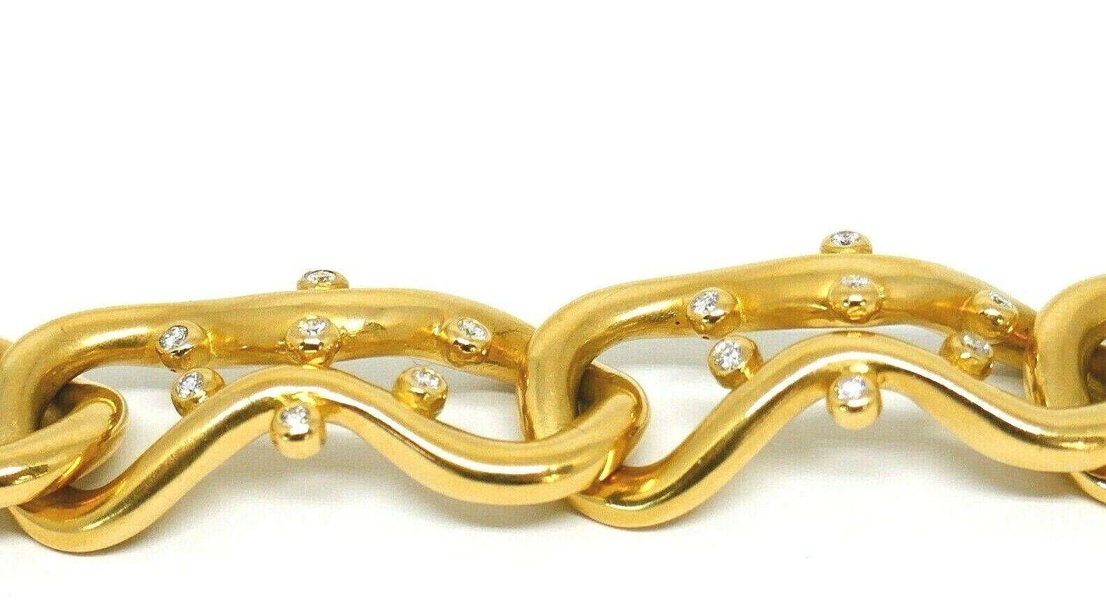 Vintage Angela Cummings Diamond Yellow Gold Link Bracelet In Excellent Condition In Beverly Hills, CA