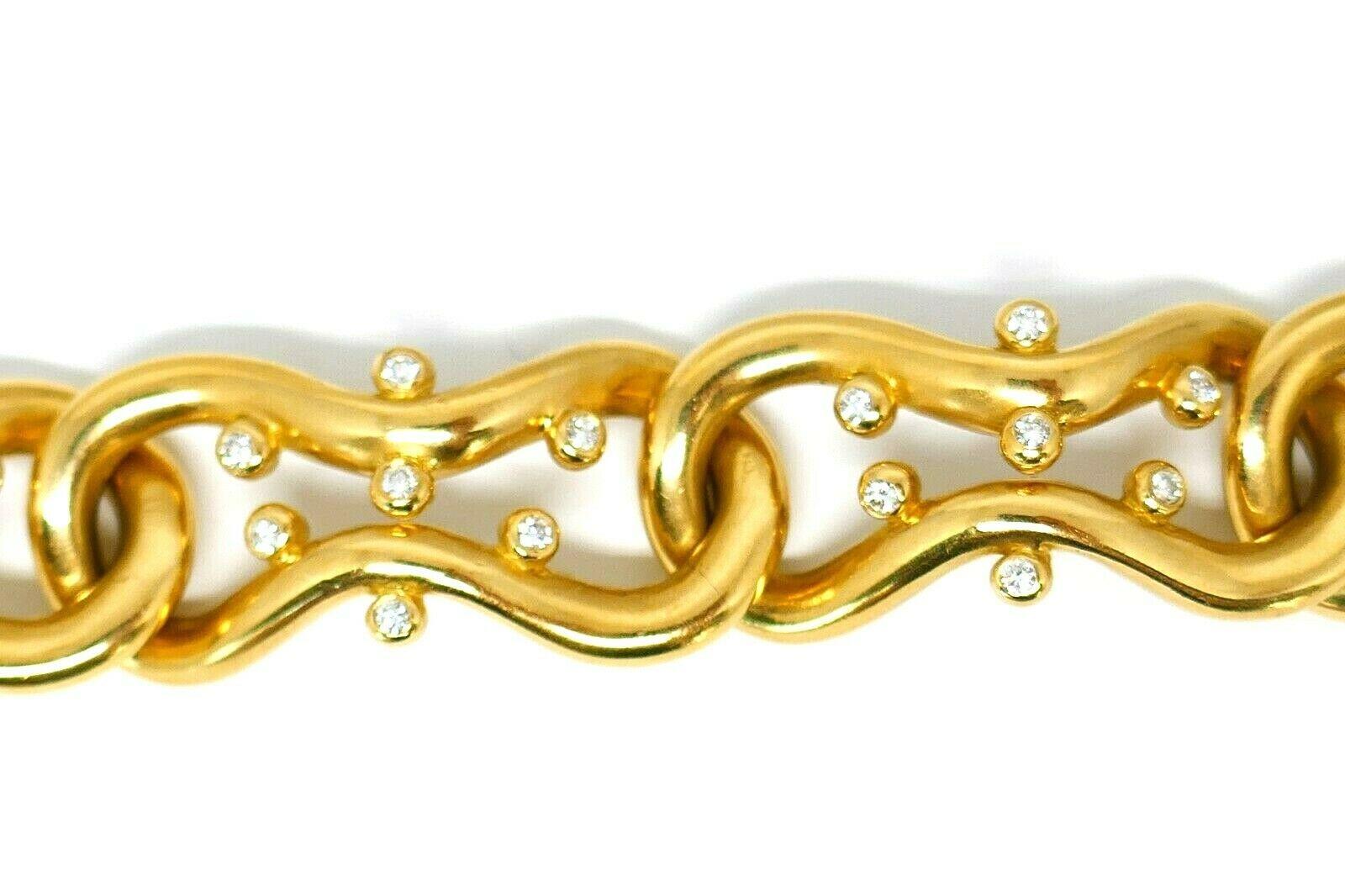 Women's or Men's Vintage Angela Cummings Diamond Yellow Gold Link Bracelet