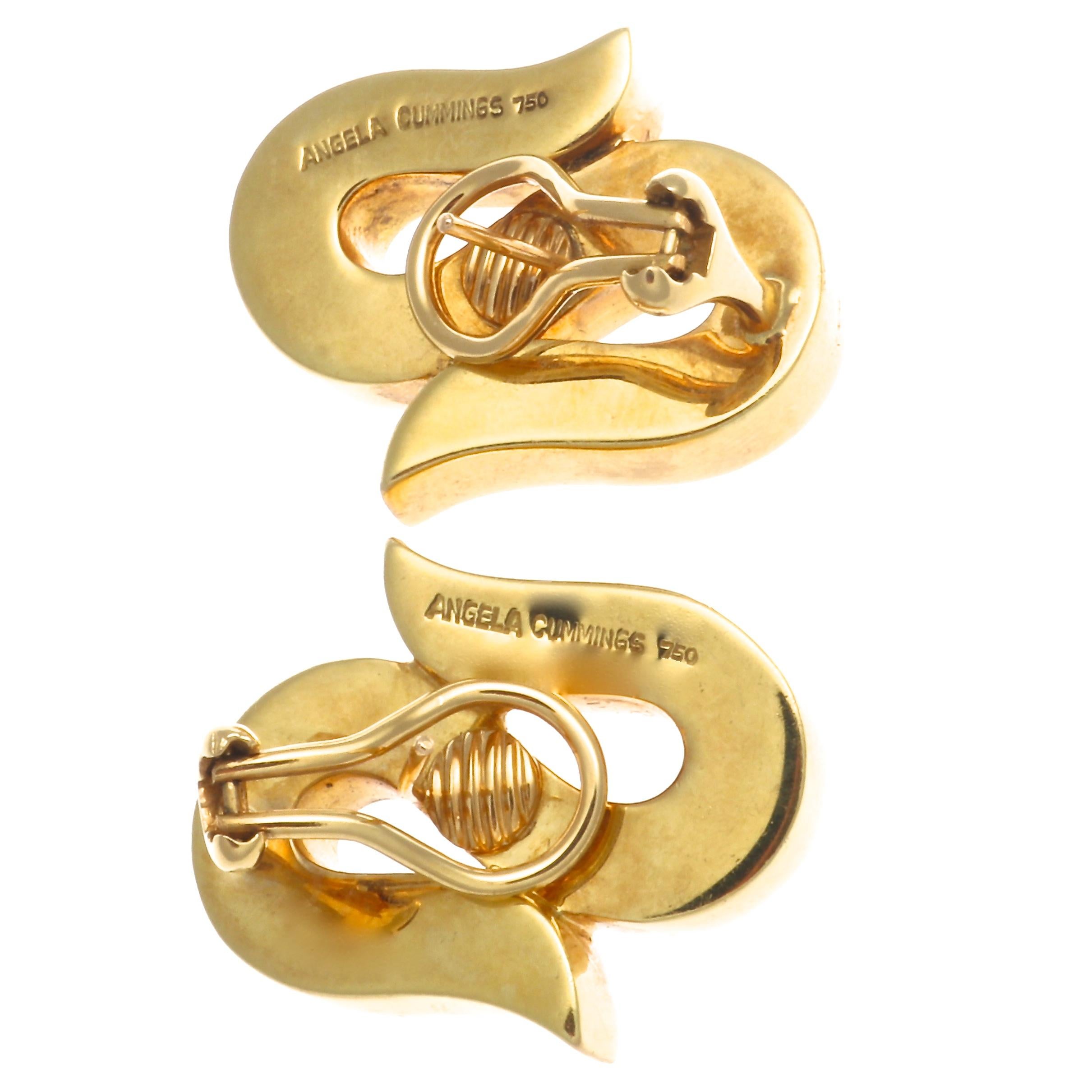 Contemporary Vintage Angela Cummings Enamel 18 Karat Gold Earrings