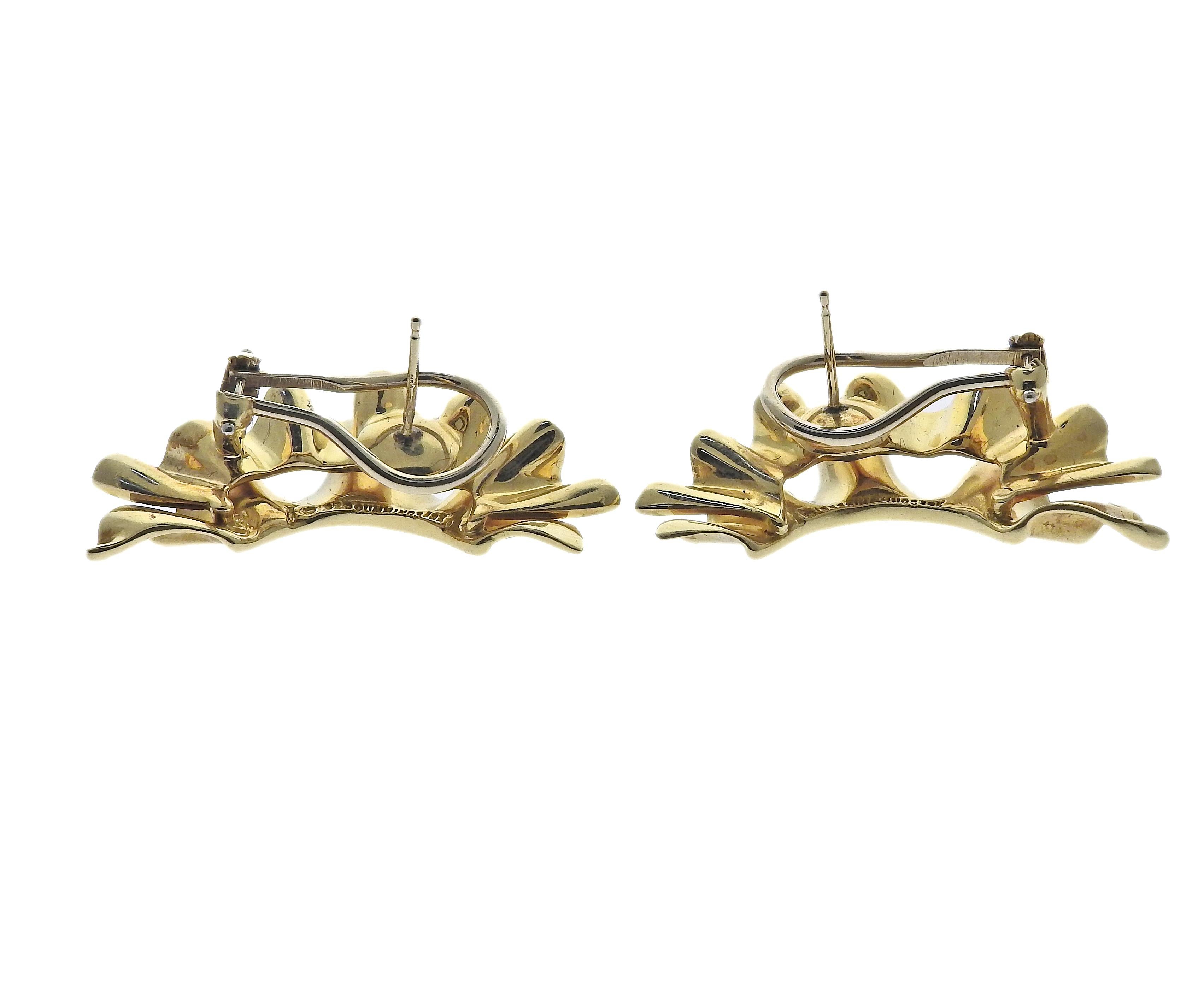 Vintage Angela Cummings Gold Earrings In Excellent Condition For Sale In Lambertville, NJ