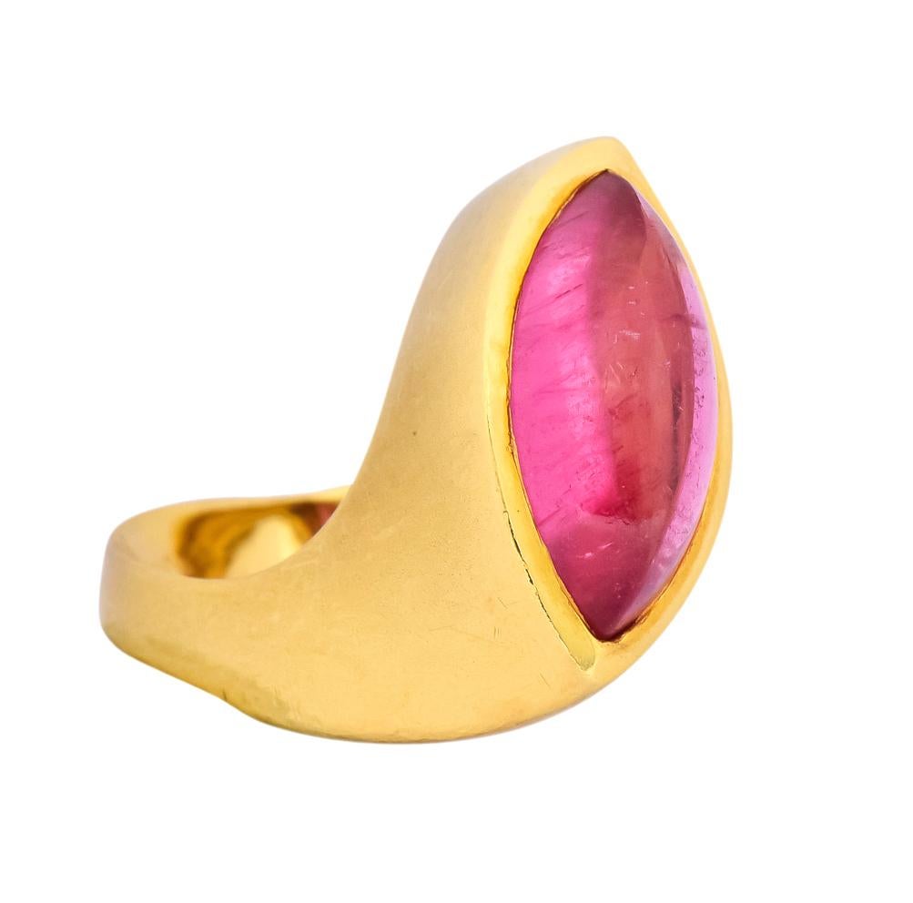 Contemporary Vintage Angela Cummings Pink Tourmaline 18 Karat Gold Ring, circa 1980s