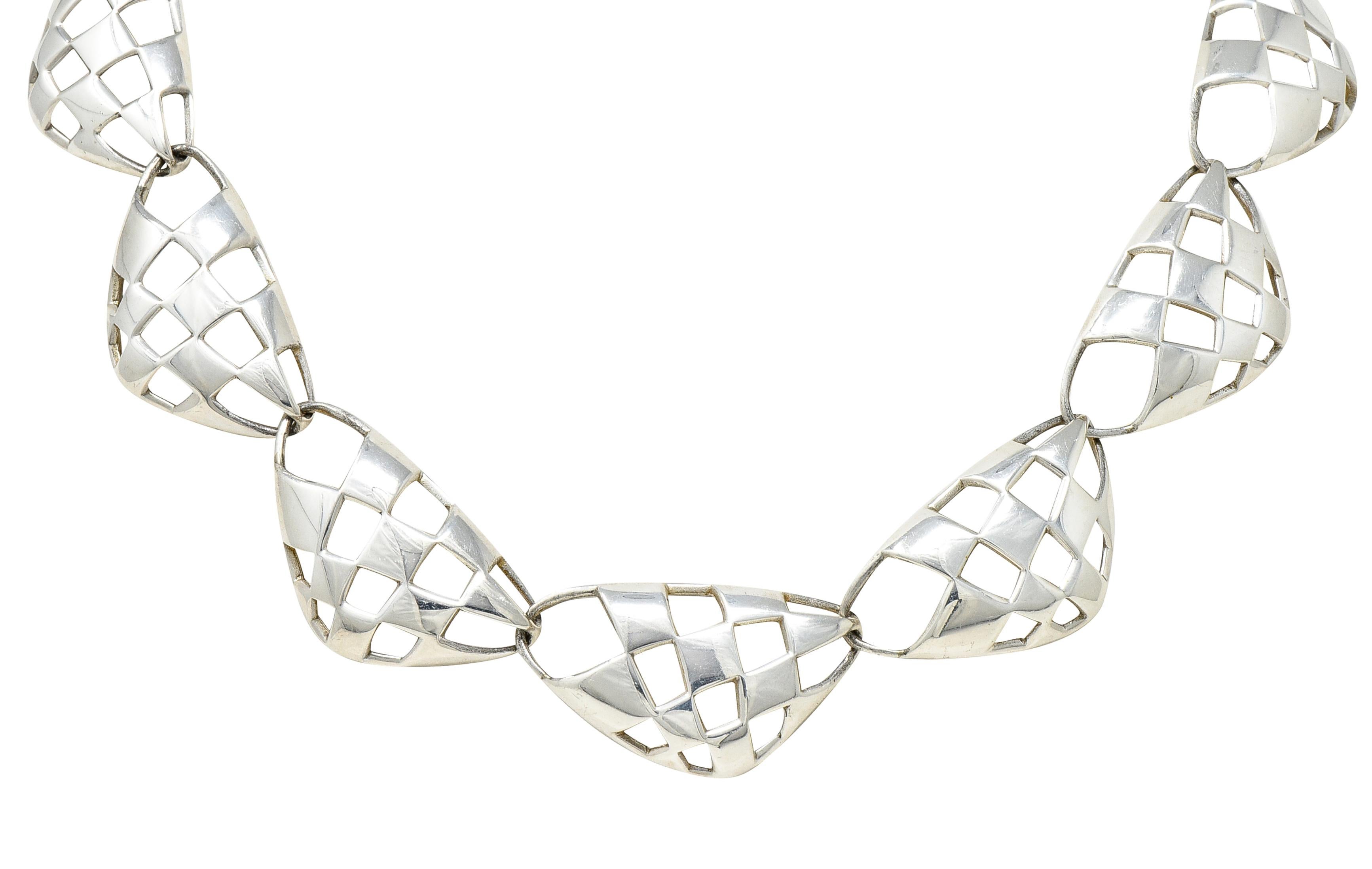 Vintage Angela Cummings Sterling Silver Checkerboard Link Collar Necklace, 1987 For Sale 2