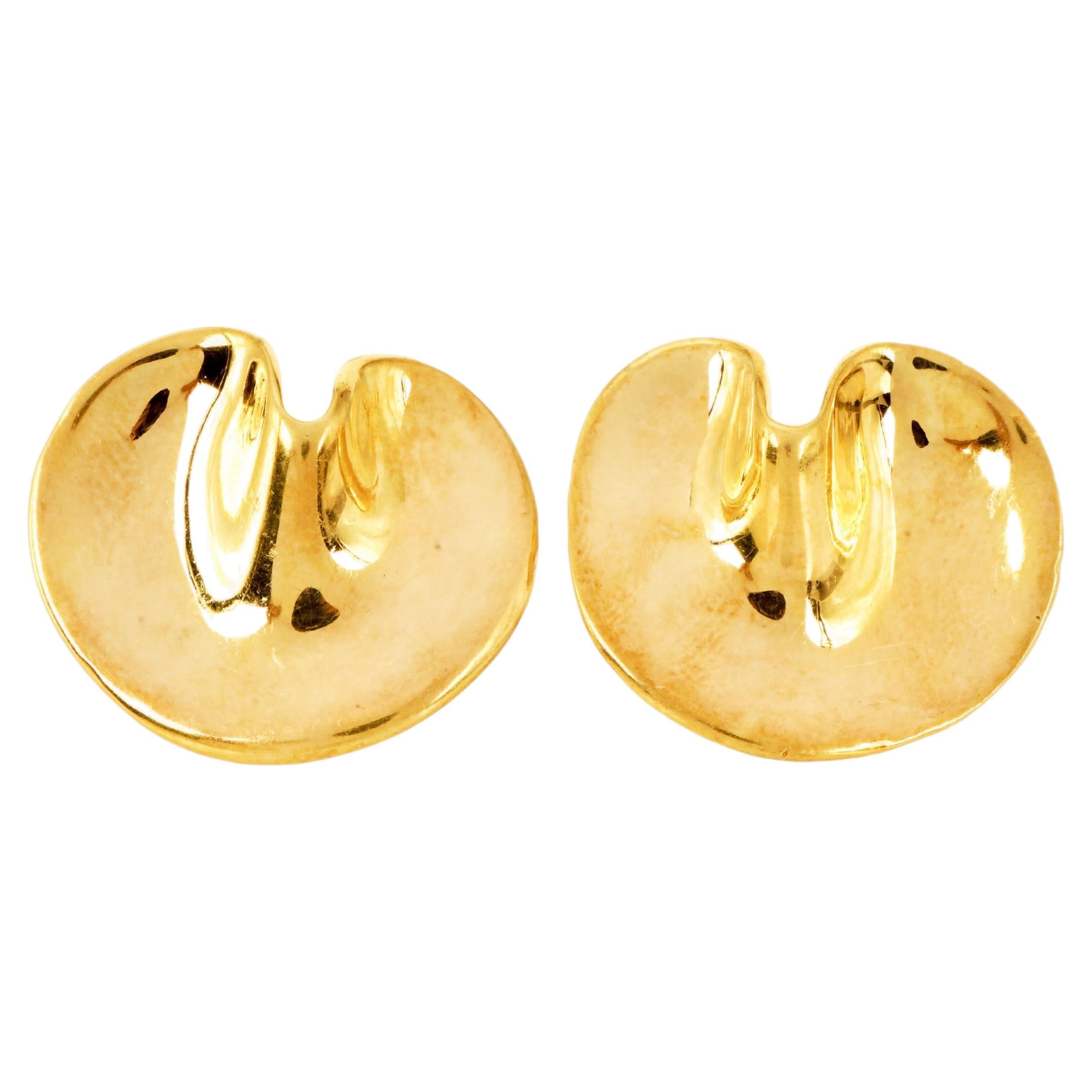 Vintage Angela Cummings Tiffany & Co. 18K Gold Lily Pad Ohrringe im Angebot
