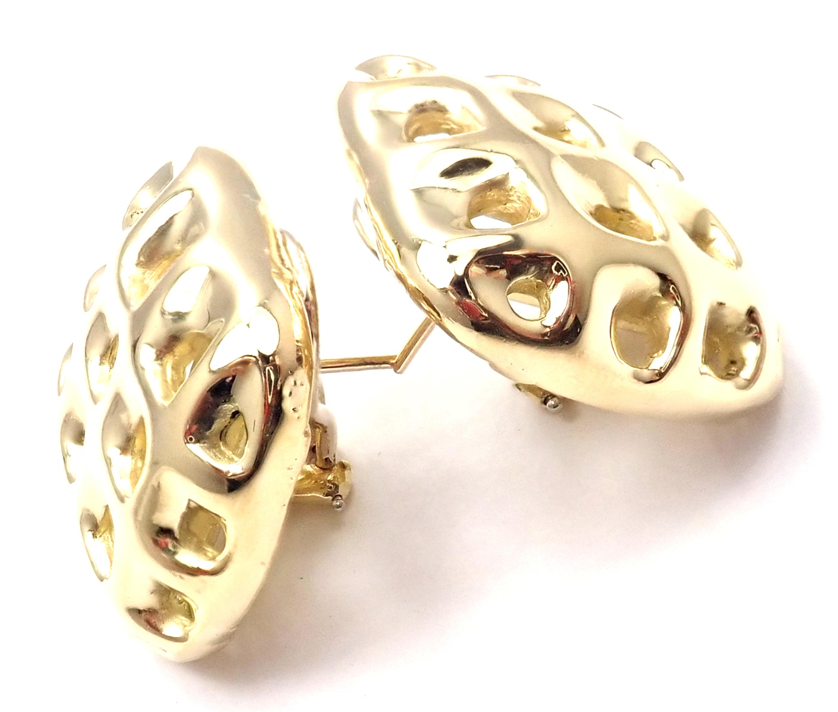 Vintage Angela Cummings Yellow Gold Large Earrings, 1987 In Excellent Condition In Holland, PA