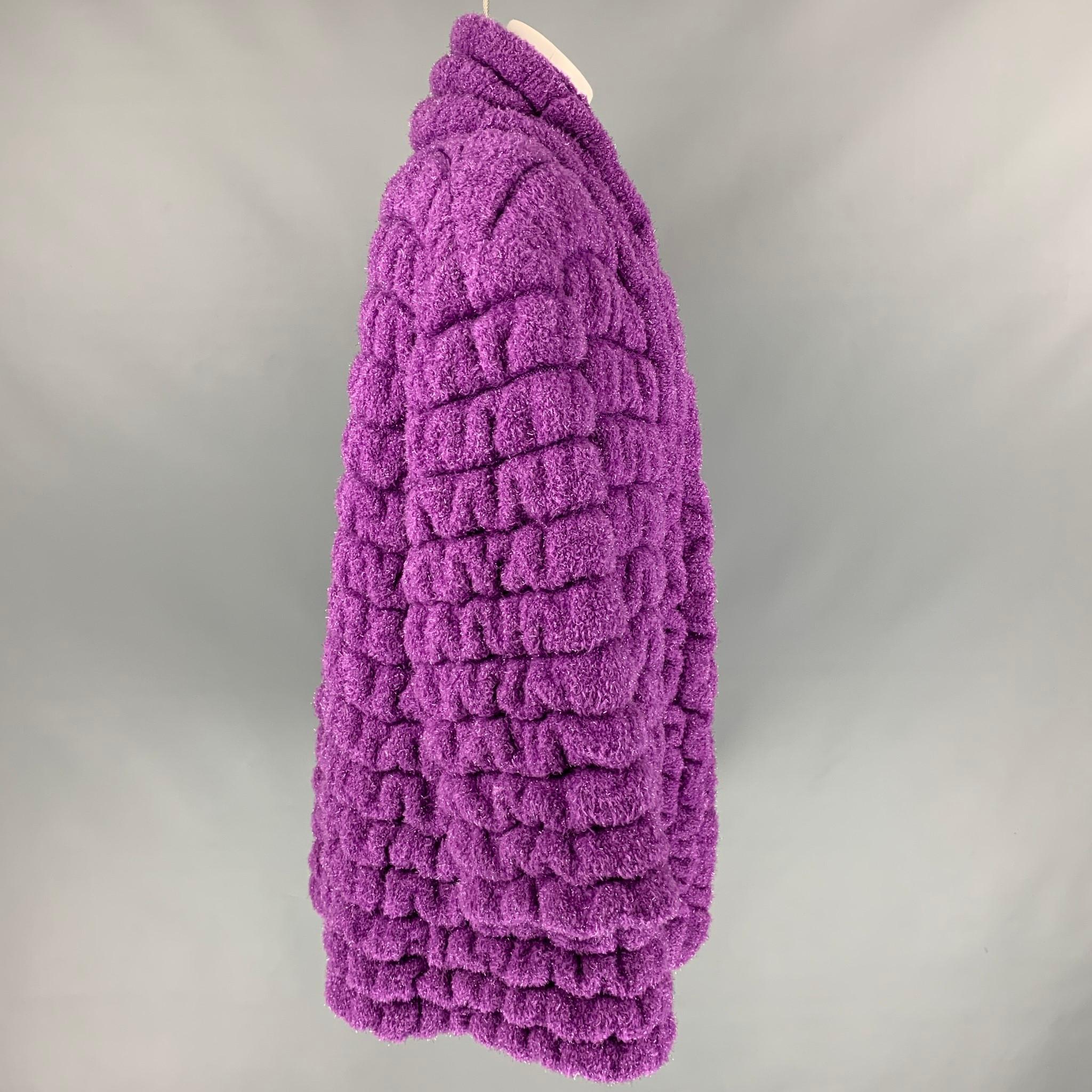 Vintage ANGELA MISSONI Size One Size Purple Textured Oversized Coat In Good Condition In San Francisco, CA