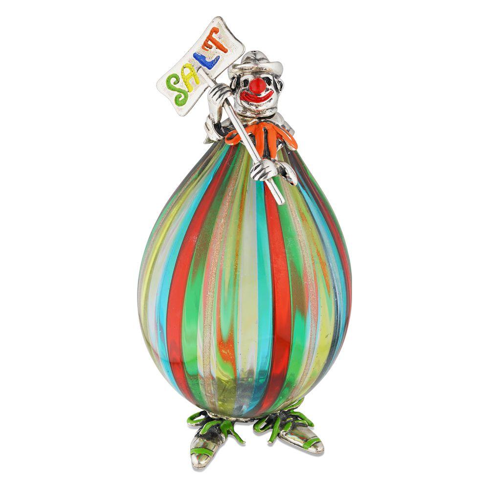 Recipientes vintage Angini de cristal artístico de Murano y plata de ley para sal y pimienta de payaso Hecho a mano