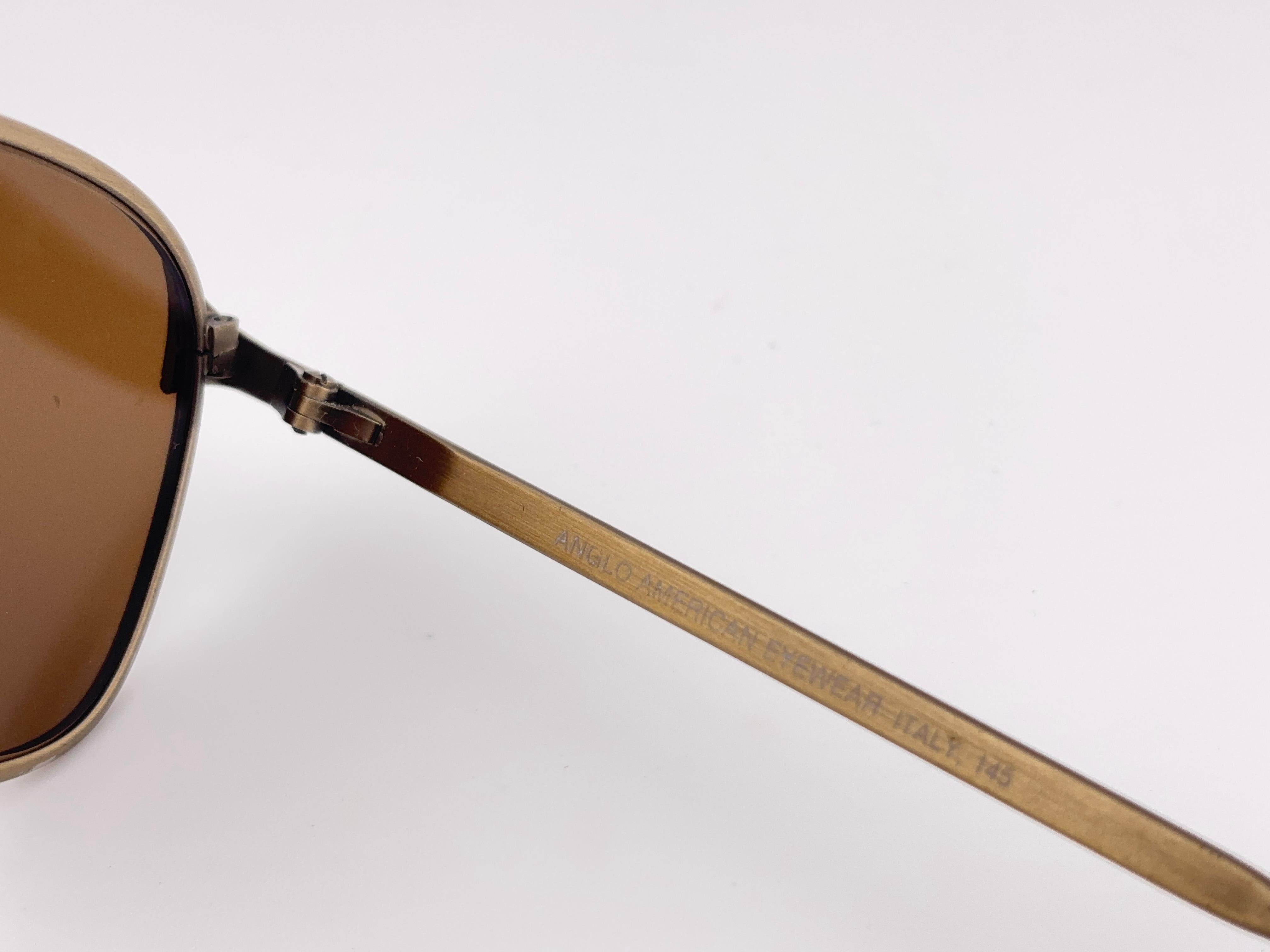 Marron Lunettes de soleil Vintage Anglo American Eyewear Copper 1980's en vente