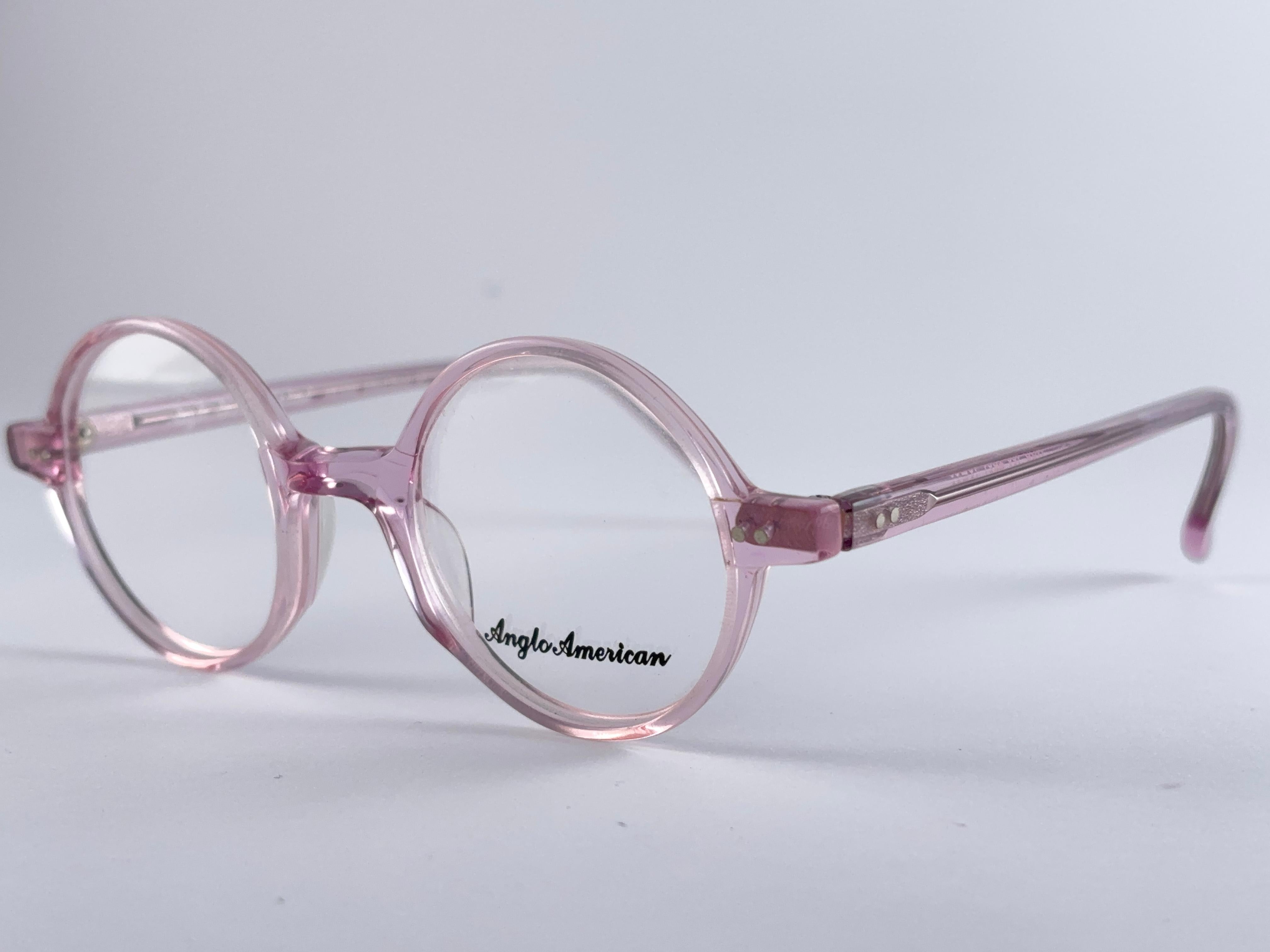 Vintage Anglo American Eyewear RX Round Pink 1980's Sunglasses In New Condition For Sale In Baleares, Baleares