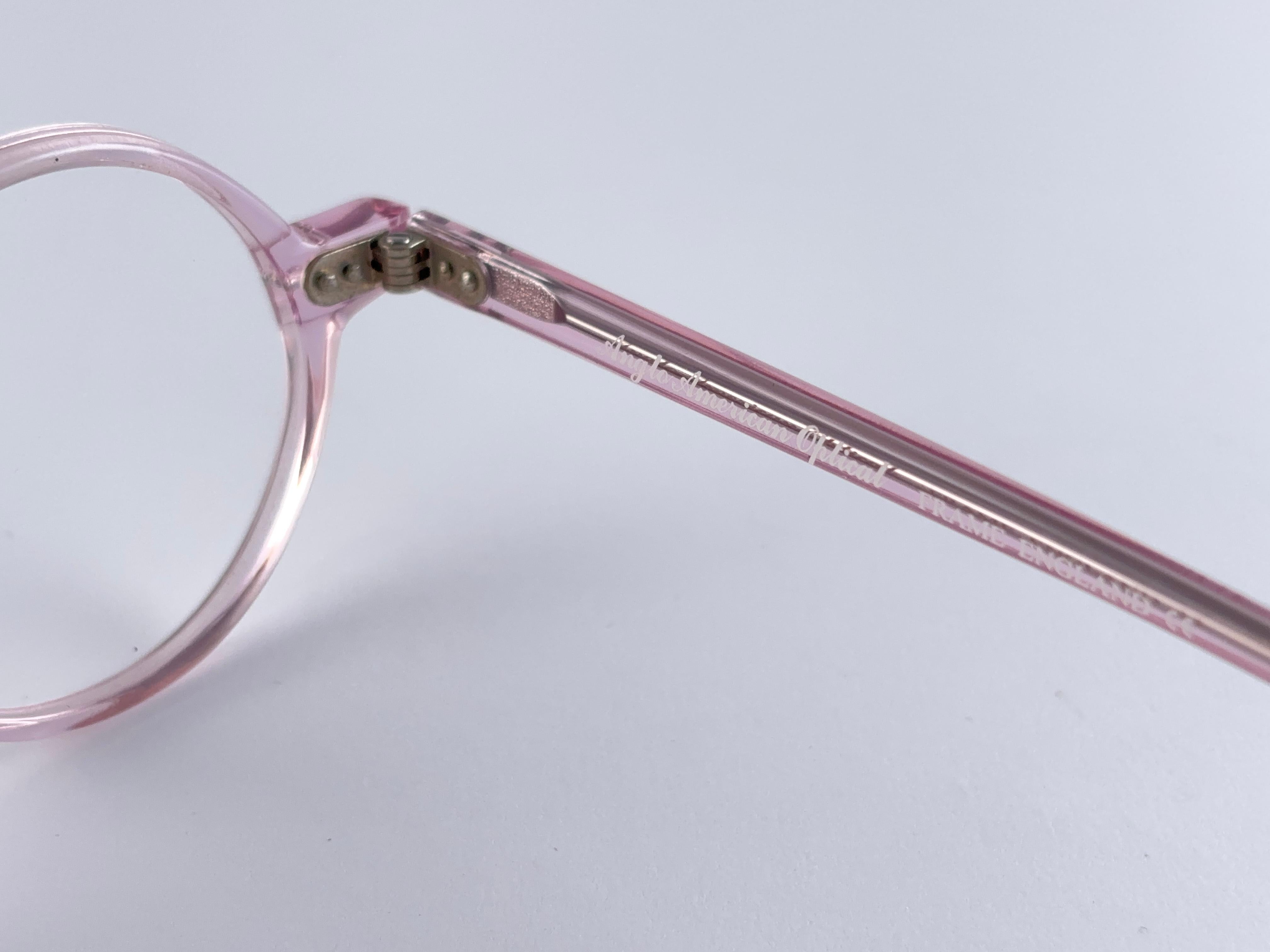 Women's or Men's Vintage Anglo American Eyewear RX Round Pink 1980's Sunglasses For Sale