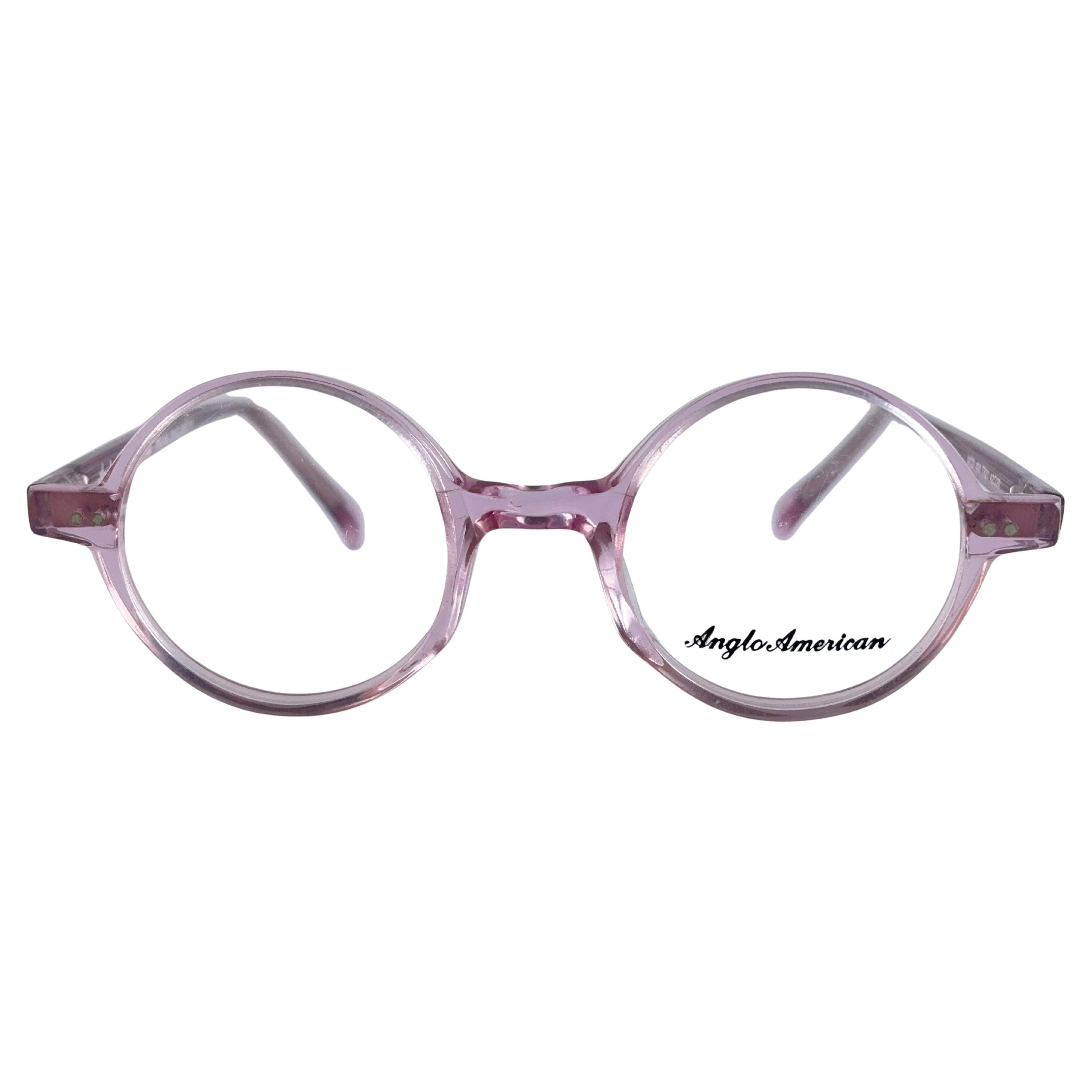 Vintage Anglo American Eyewear RX Round Pink 1980's Sunglasses For Sale