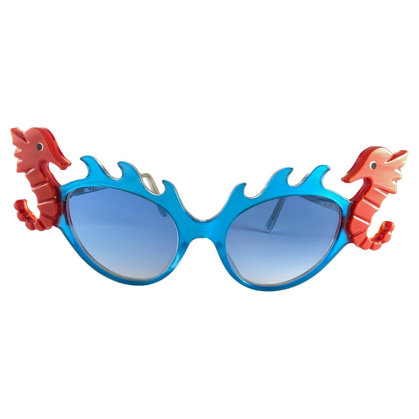 Lunettes de soleil vintage Anglo American Eyewear " SEA HORSES " LA 10 Made in England en vente