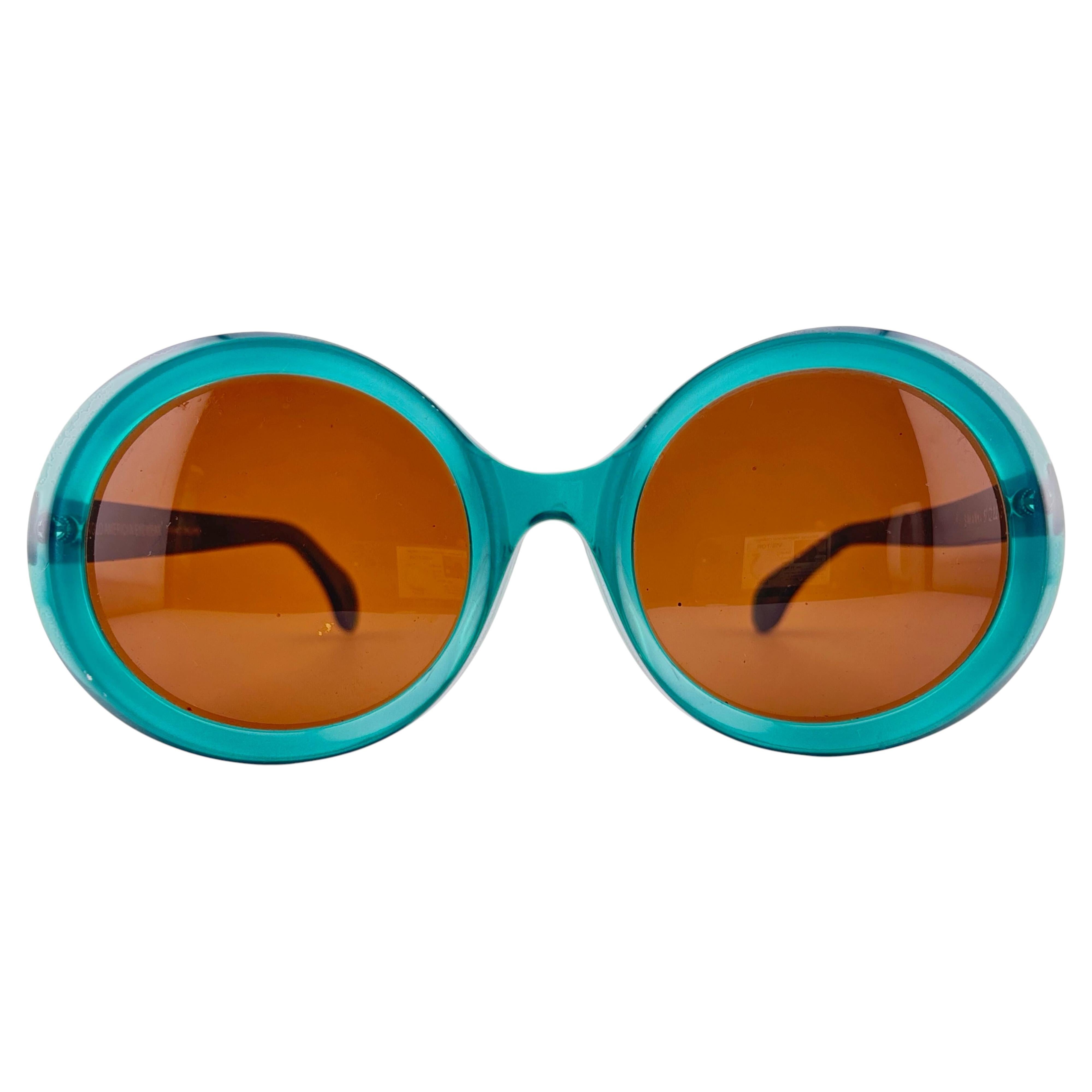 Vintage Anglo American Eyewear Turquoise Round Savanna England Sunglasses
