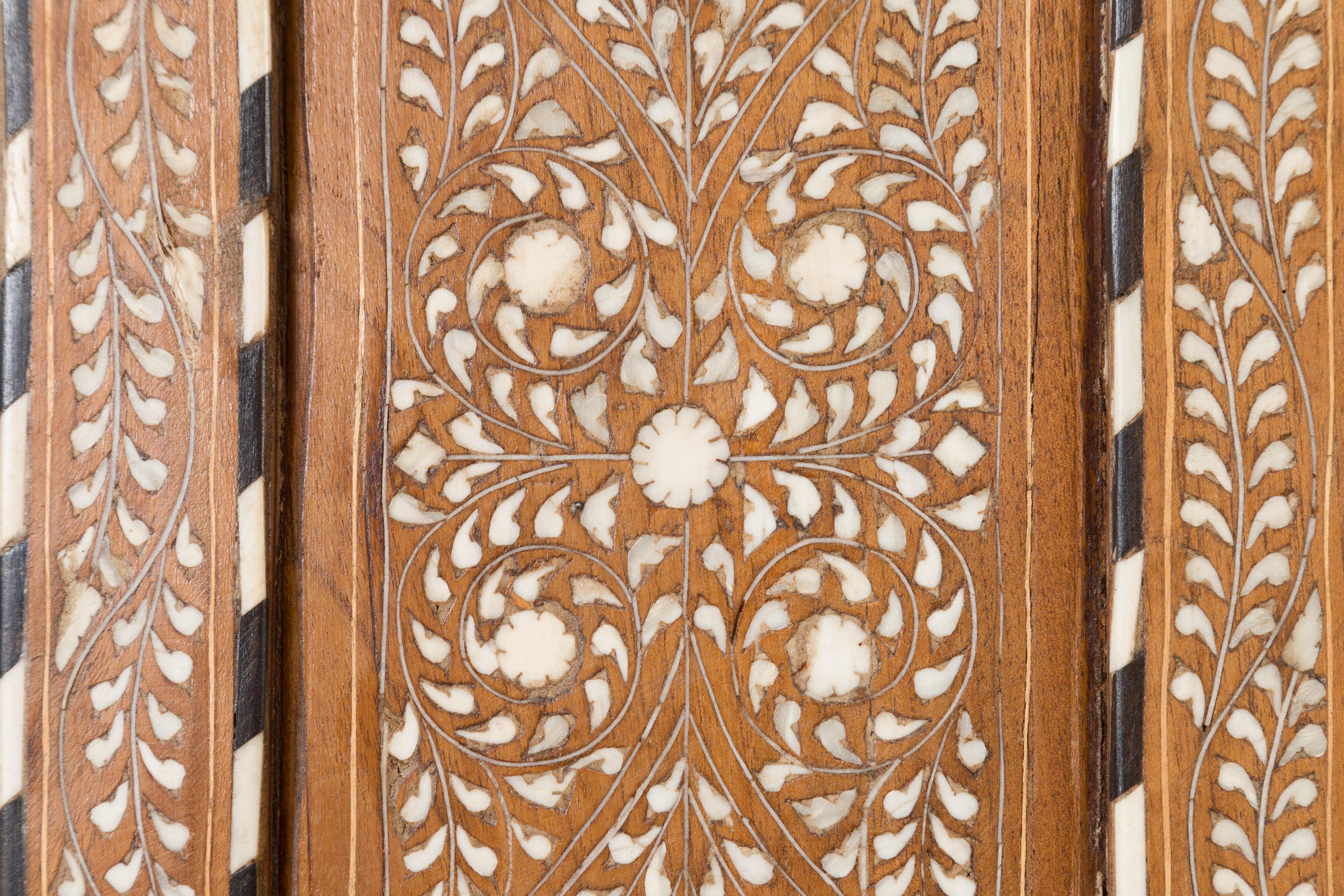 Vintage Anglo Indian Bone Inlaid Wardrobe Cabinet with Ebonized Accents 5