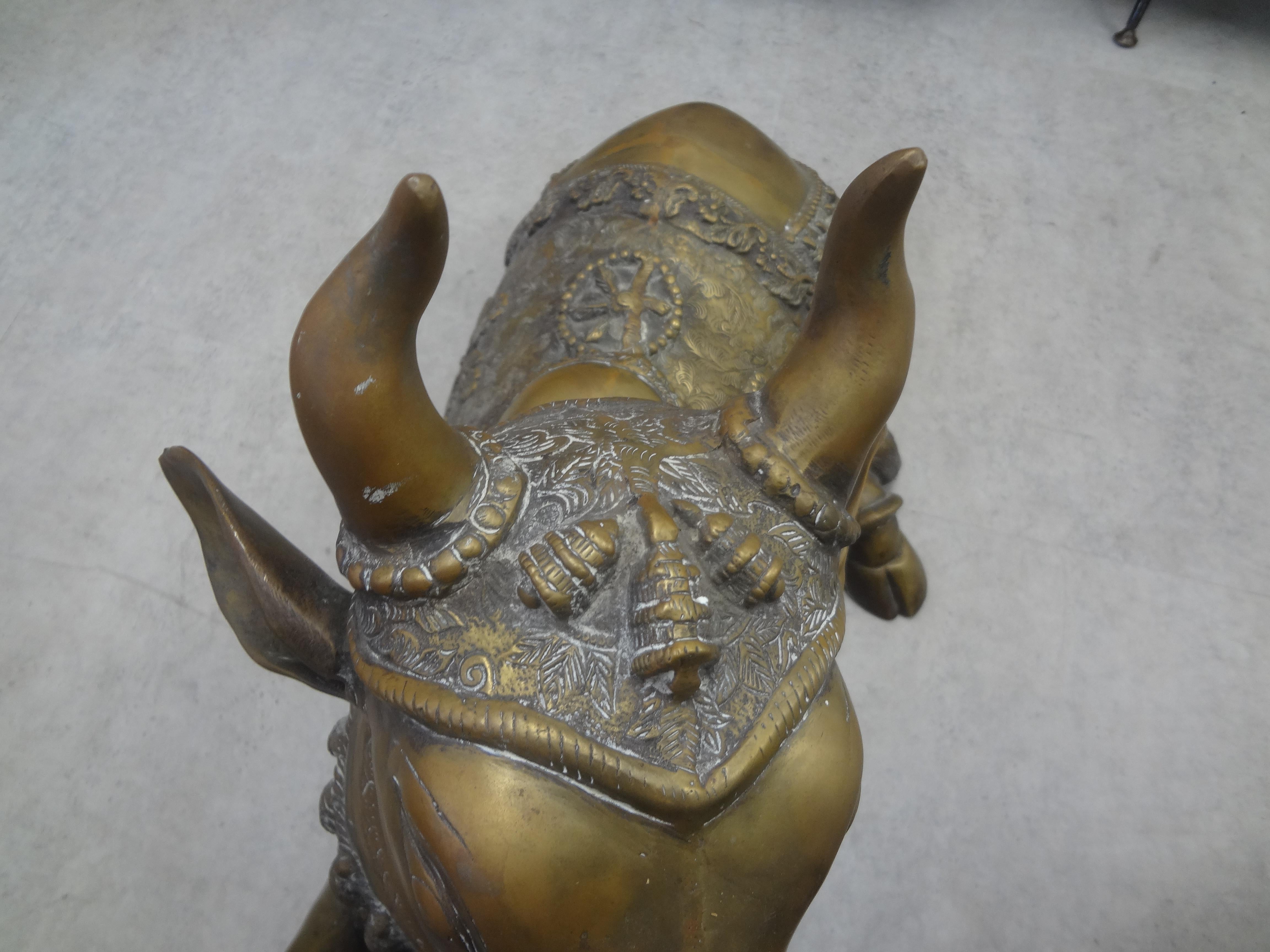 Vintage Anglo-Indian Brass Cow Sculpture For Sale 7