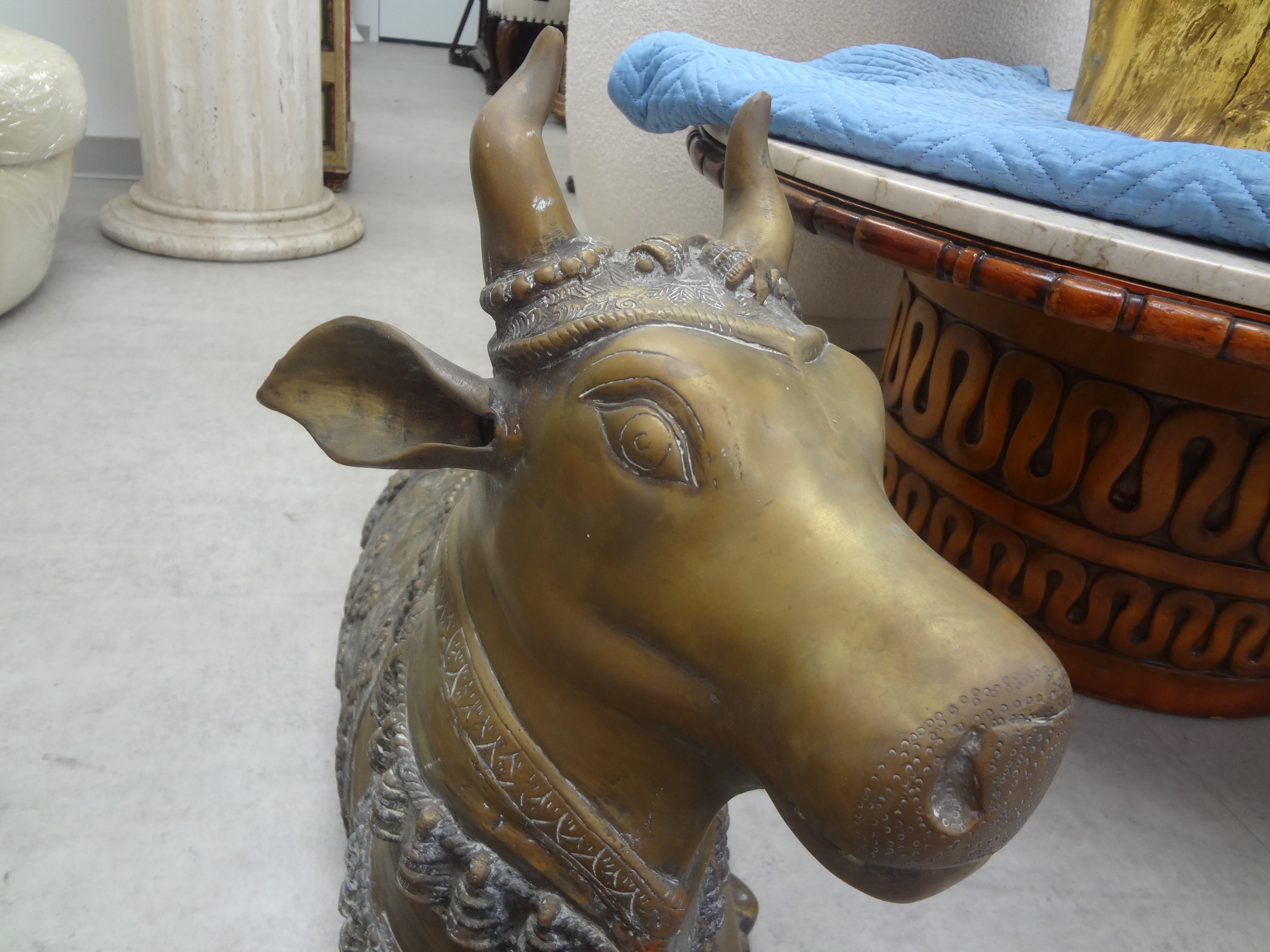 Vintage Anglo-Indian Brass Cow Sculpture For Sale 3