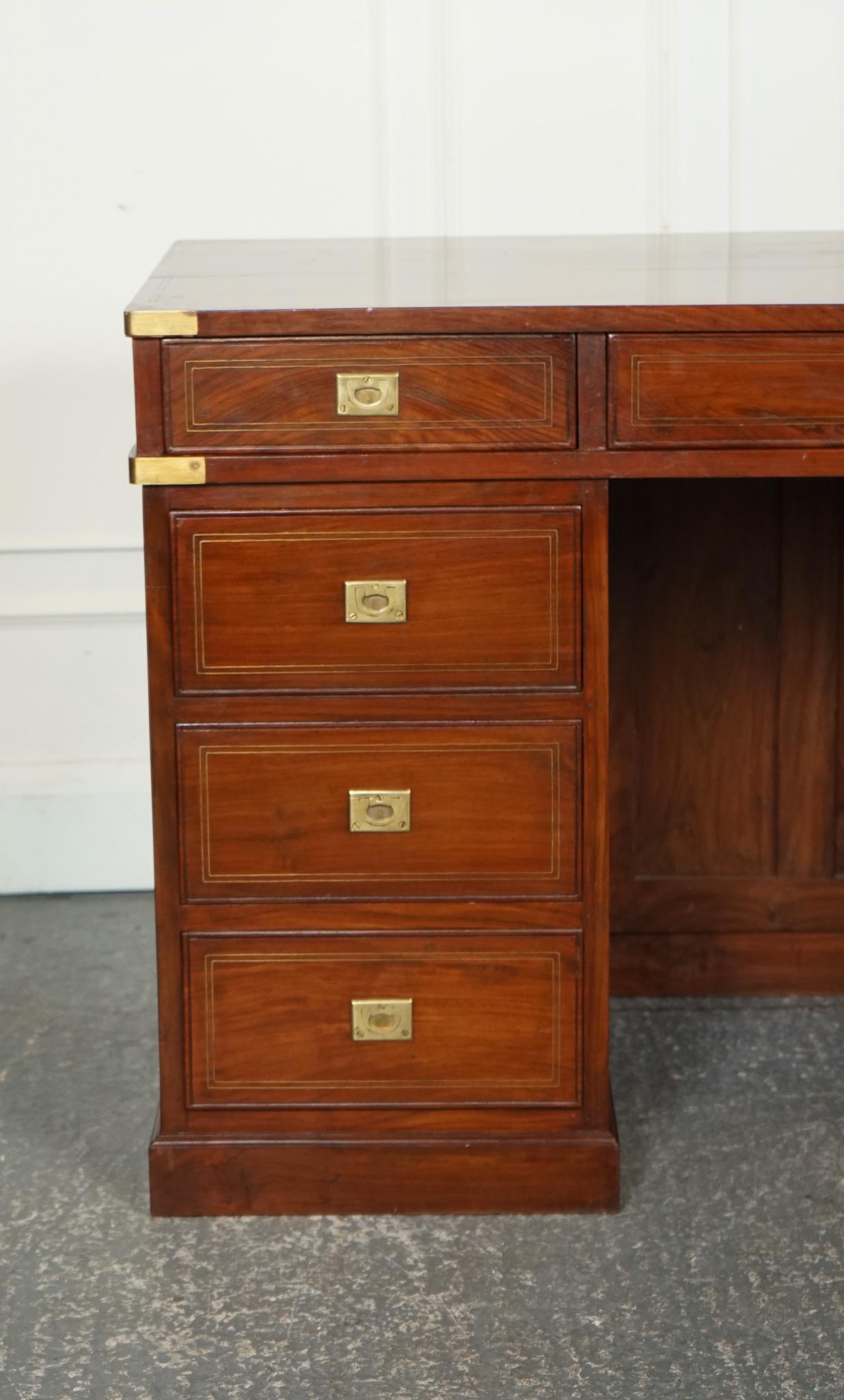 Hand-Crafted VINTAGE ANGLO INDIAN BRASS MILITARY CAMPAIGN TWiN PEDESTAL DESK