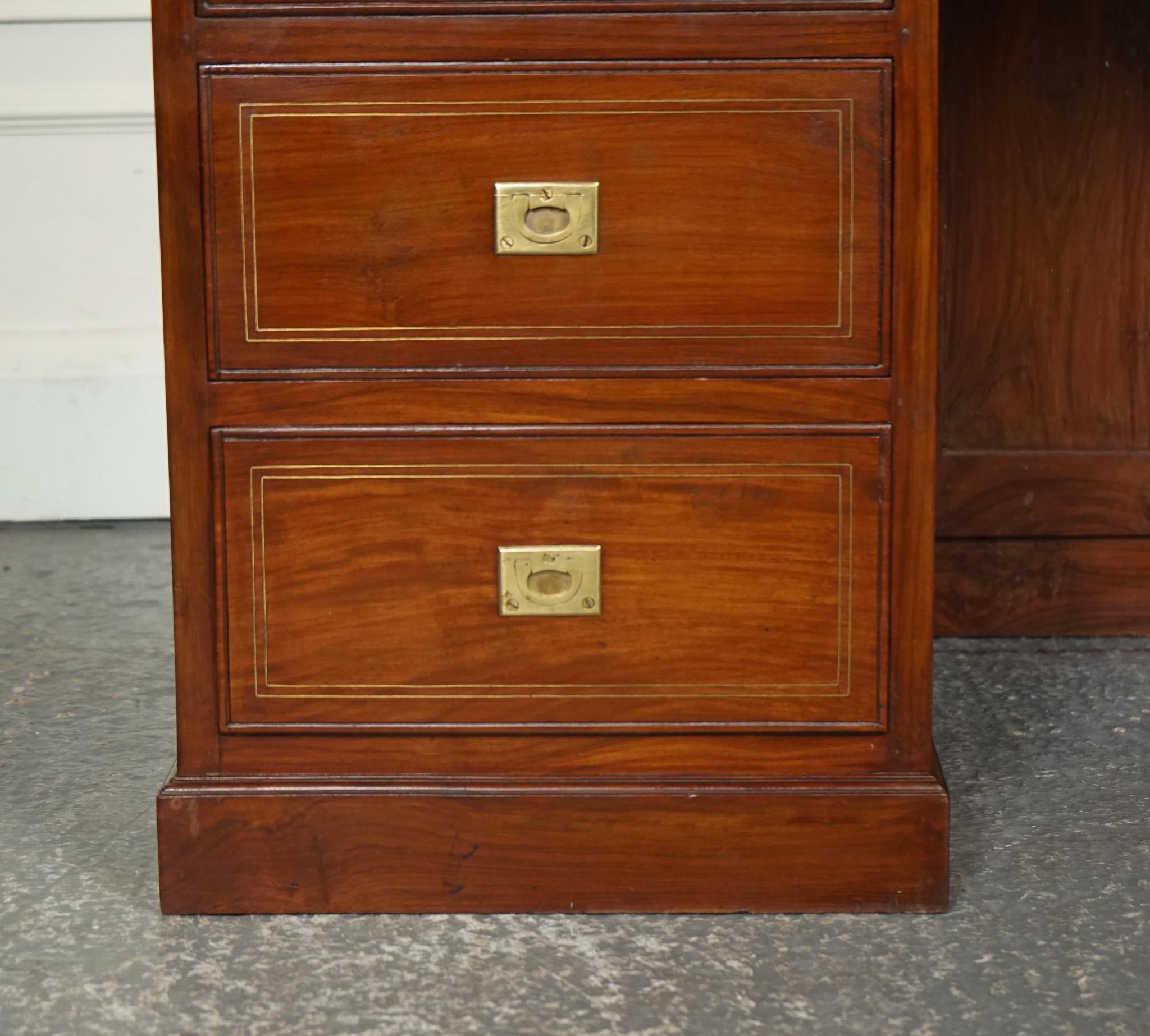 VINTAGE ANGLO INDIAN BRASS MILITARY CAMPAIGN TWiN PEDESTAL DESK 1