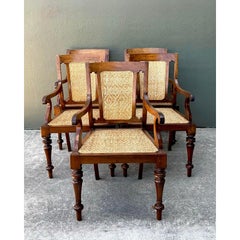 Vintage Anglo Indian Cane Dining Chairs - Set of 5