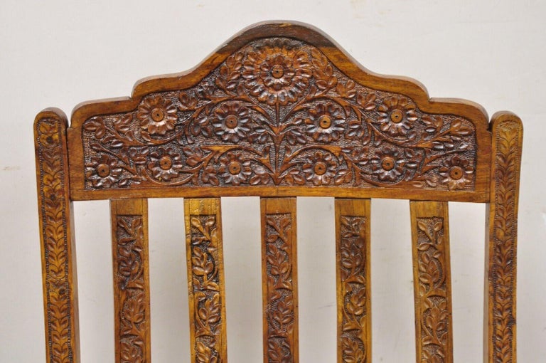Vintage Anglo Indian Carved Teak Wood Rocking Chair Rocker For Sale at ...