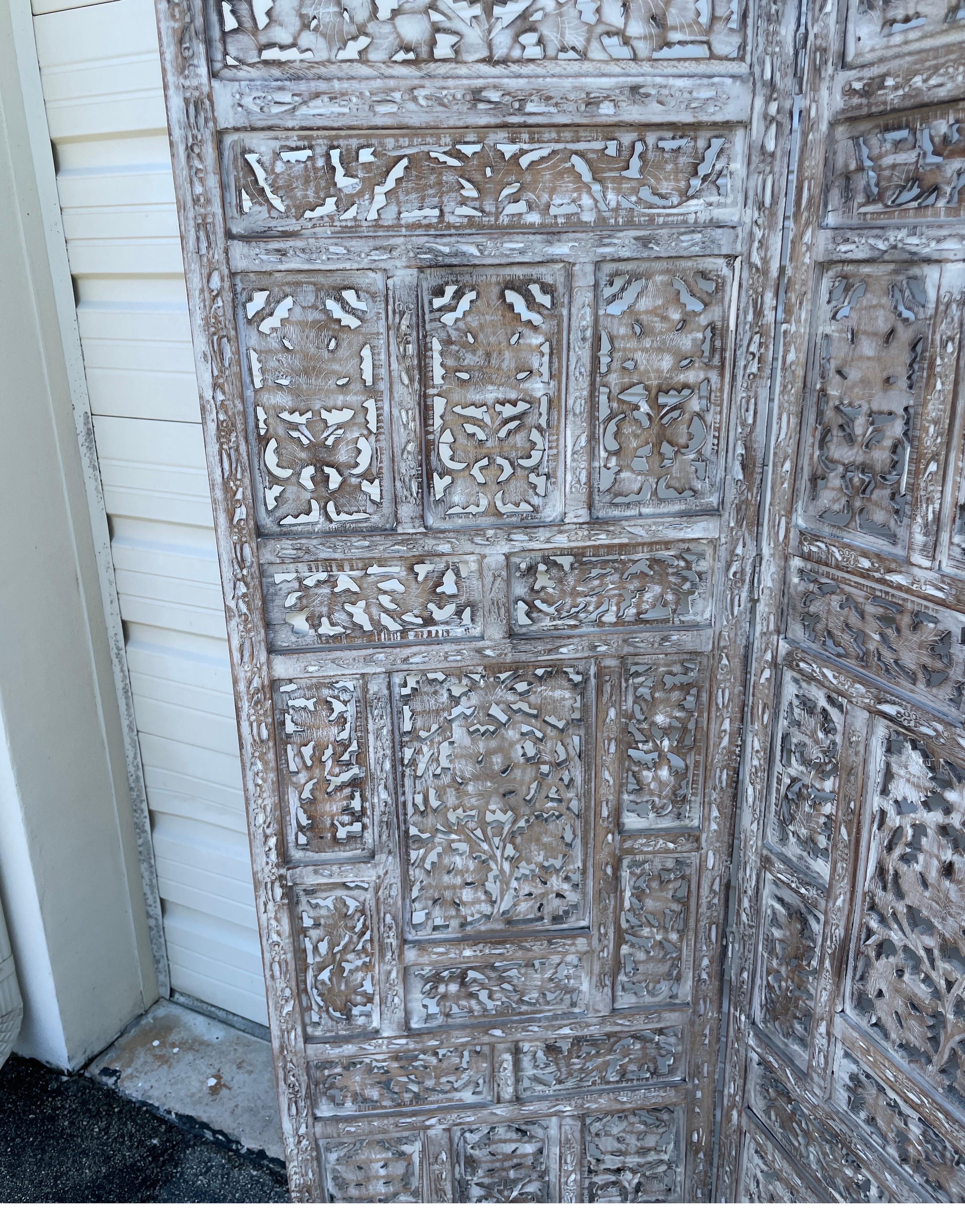 20th Century Vintage Anglo Indian Four Panel Screen For Sale