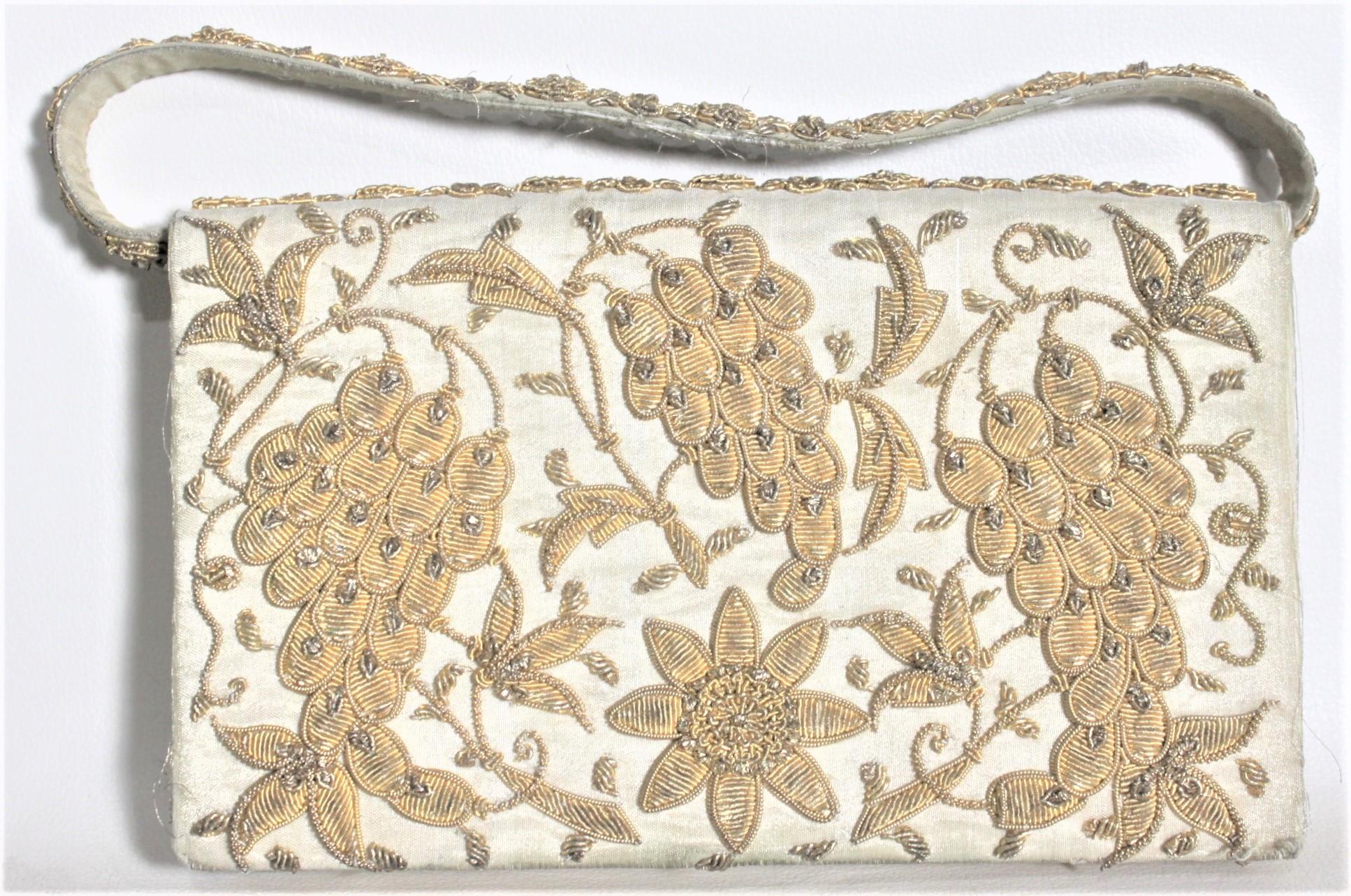 1758 LARGE Woman Indian Handmade Mosaic Brass Metal Clutch Purse Evening BAG 