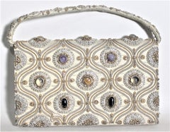 Vintage Anglo-Indian Hand-Crafted Clutch Purse or Evening Bag with Inset Stones