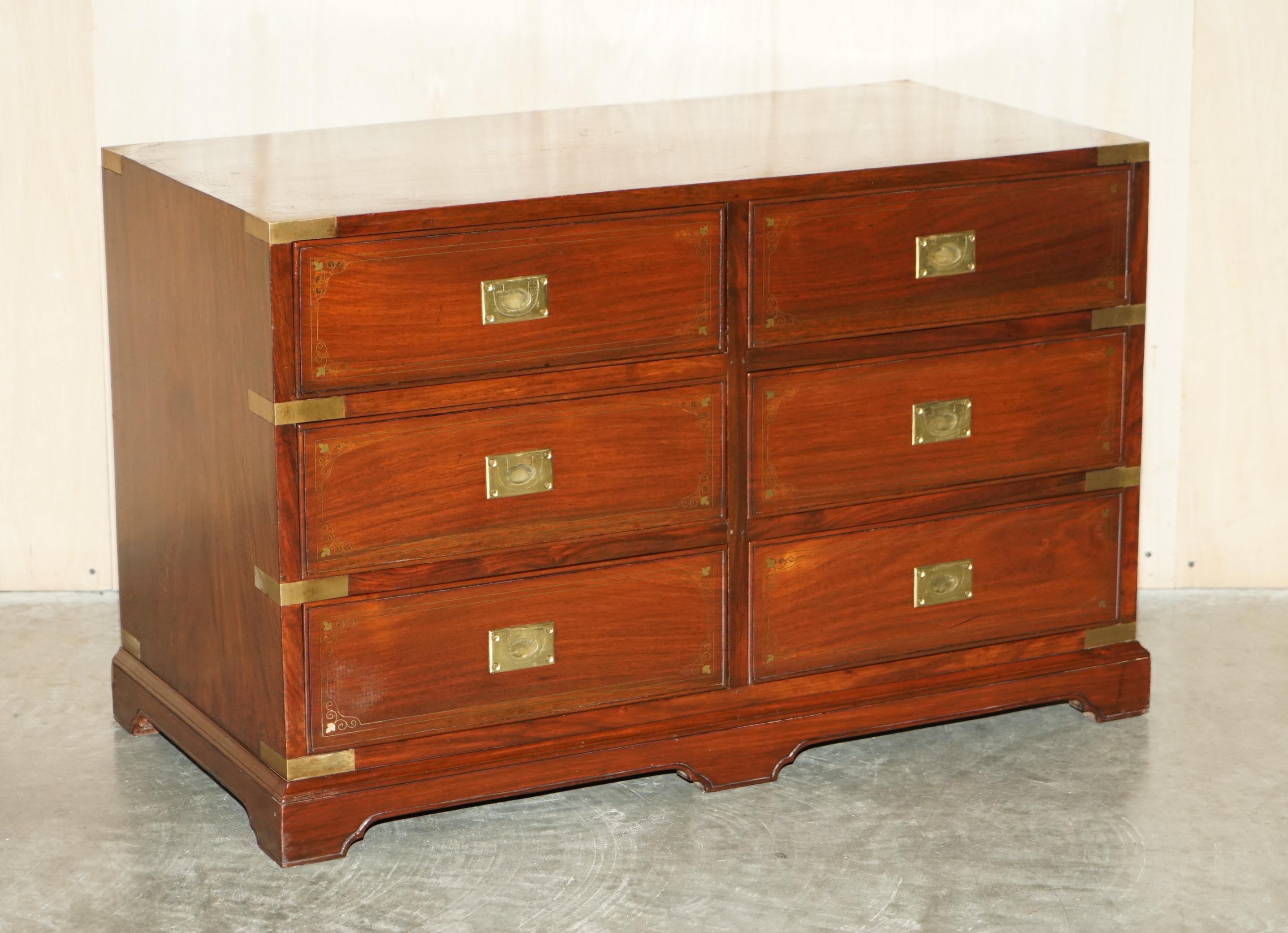 We are delighted to offer for sale this stunning original Anglo Indian circa 1920's Rosewood with Brass inlay Military Campaign chest of drawers

A very good looking well made and decorative piece, these were made during England's occupation of