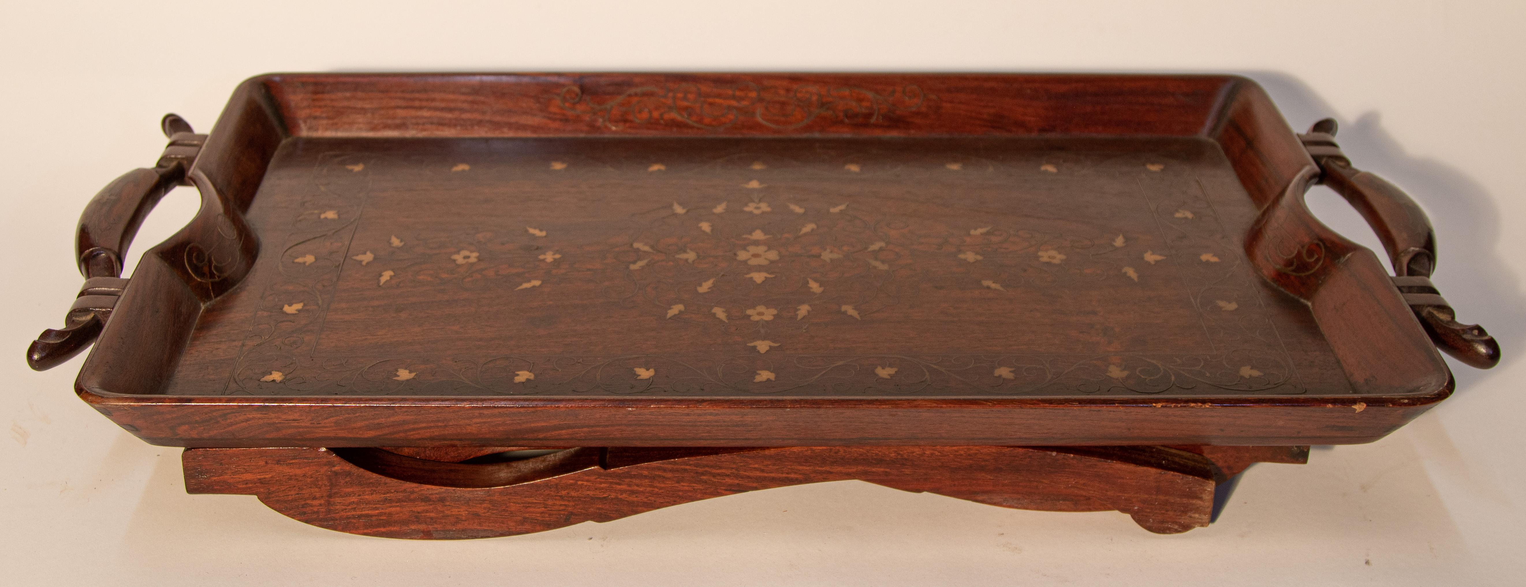 Vintage Anglo-Indian Inlaid Tray Table For Sale 6