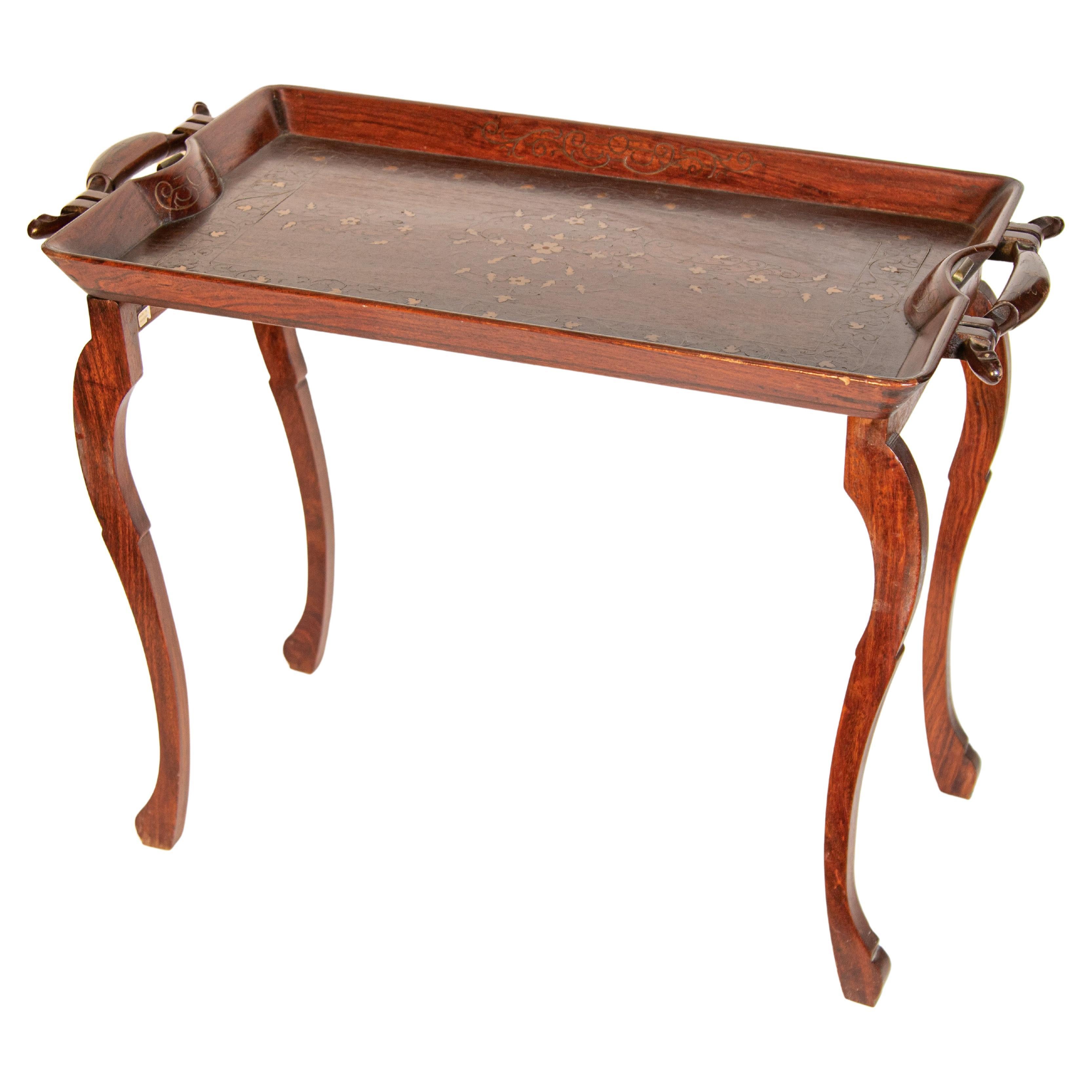 Vintage Anglo-Indian Inlaid Tray Table For Sale
