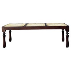 Vintage Anglo Indian Inset Cane Bench