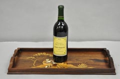 Vassoio da portata anglo-indiano d'epoca con intarsio in palissandro a due maniglie