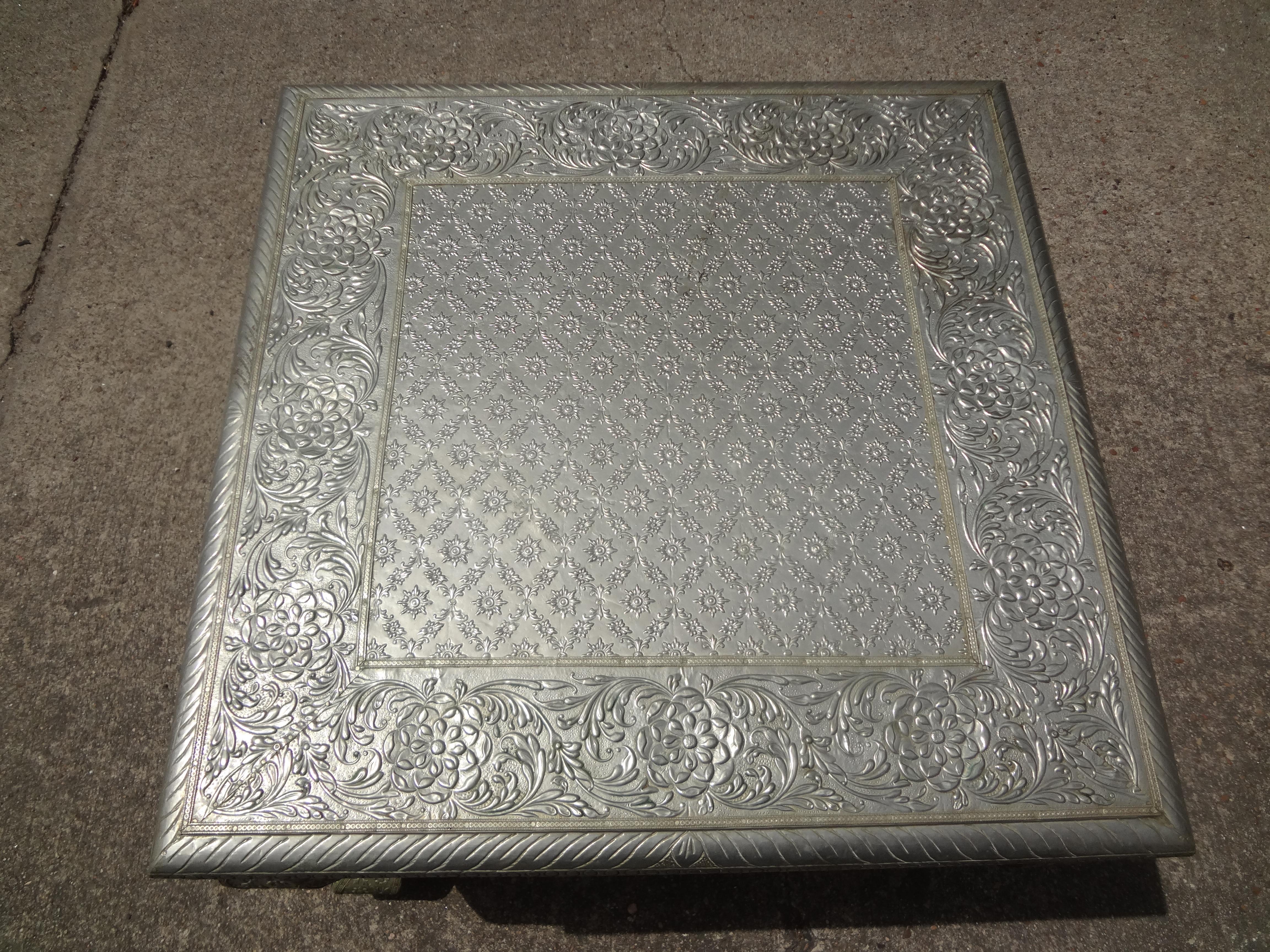 Vintage Anglo-Indian Metal Clad Table In Good Condition For Sale In Houston, TX