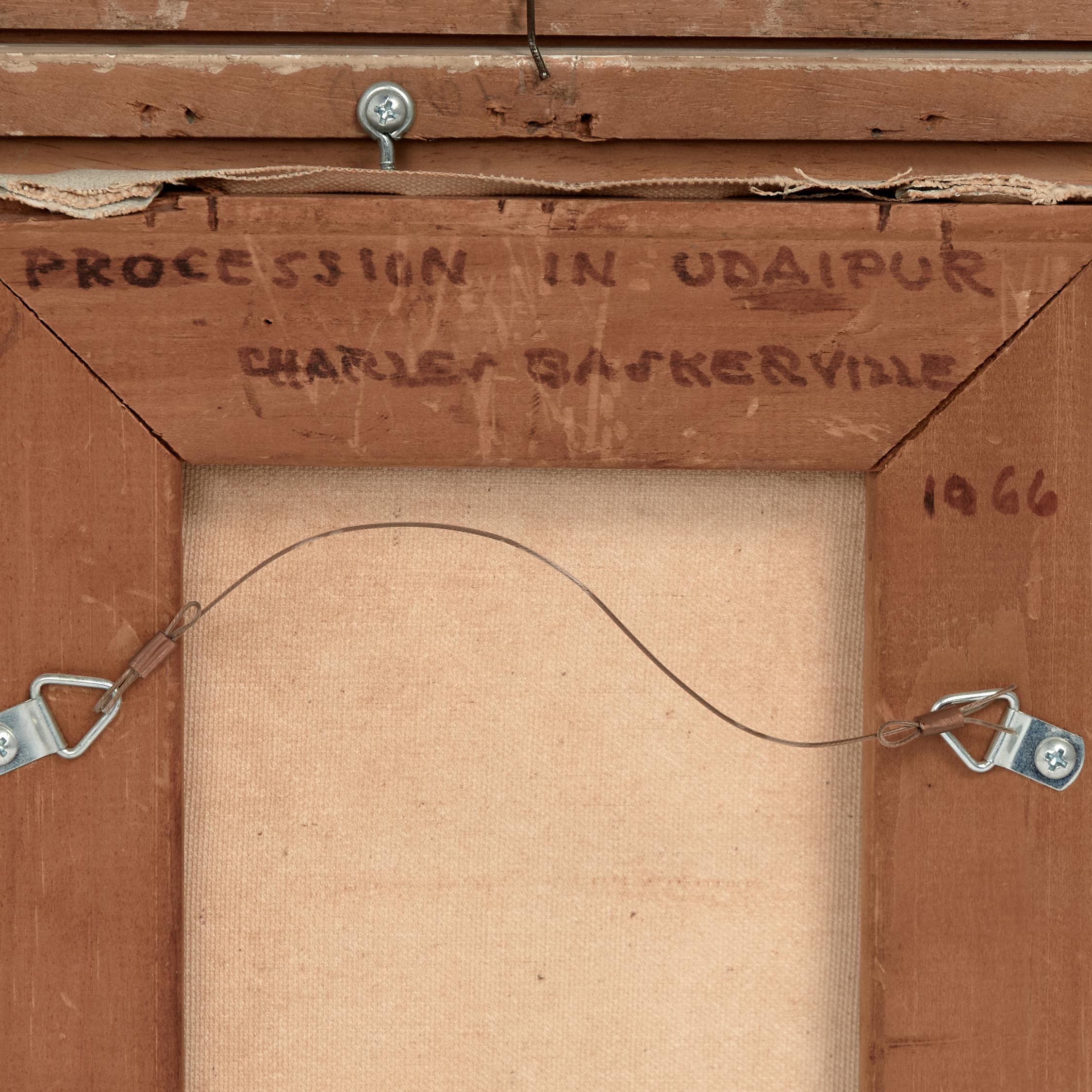 Cuadro antiguo angloindio de una procesión de elefantes de Charles Baskerville en venta 6