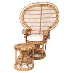Sedia e ottomana anglo-indiana Peacock d'epoca