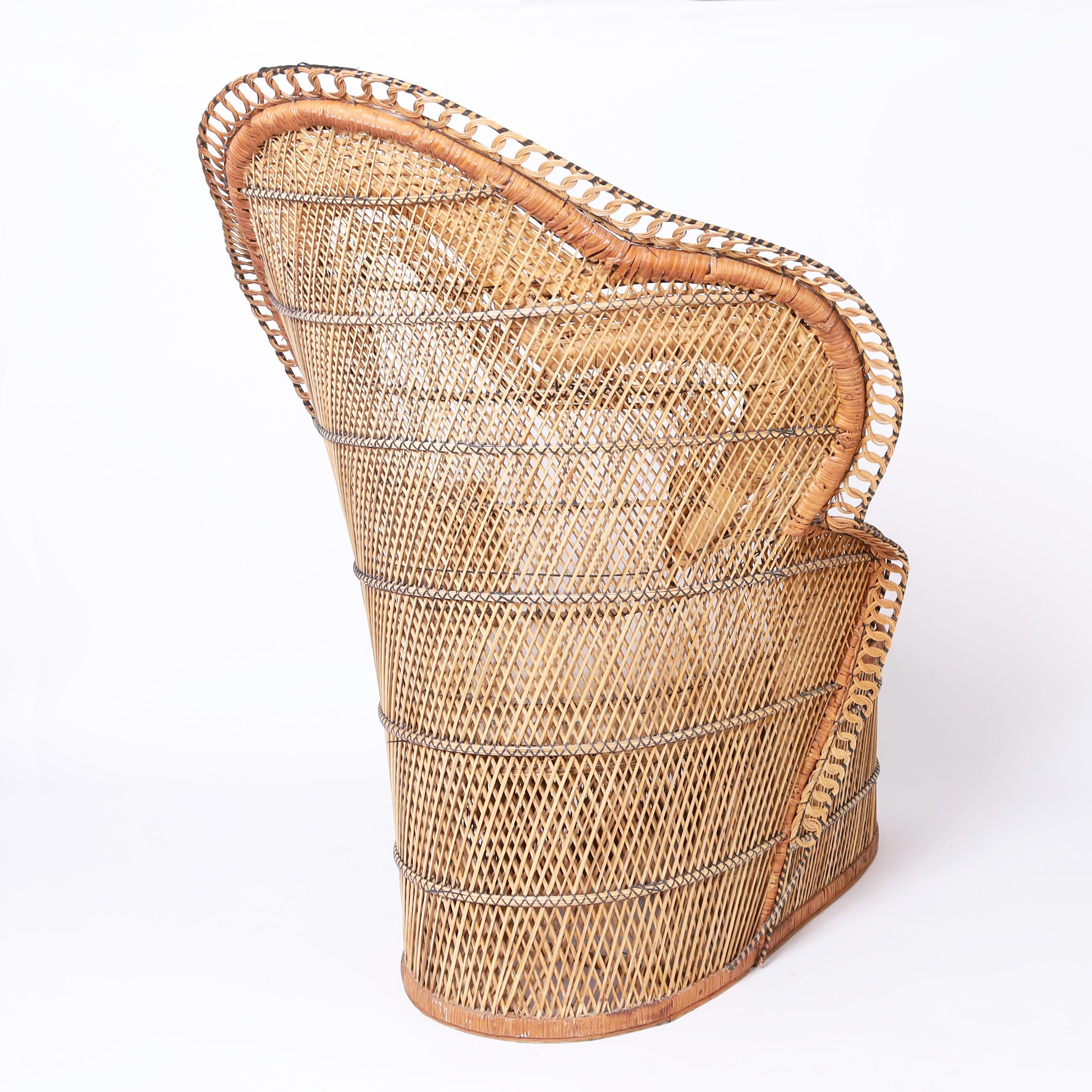 Anglo-Indian Vintage Anglo Indian Peacock or Cobra Recamier Lounge Chair For Sale