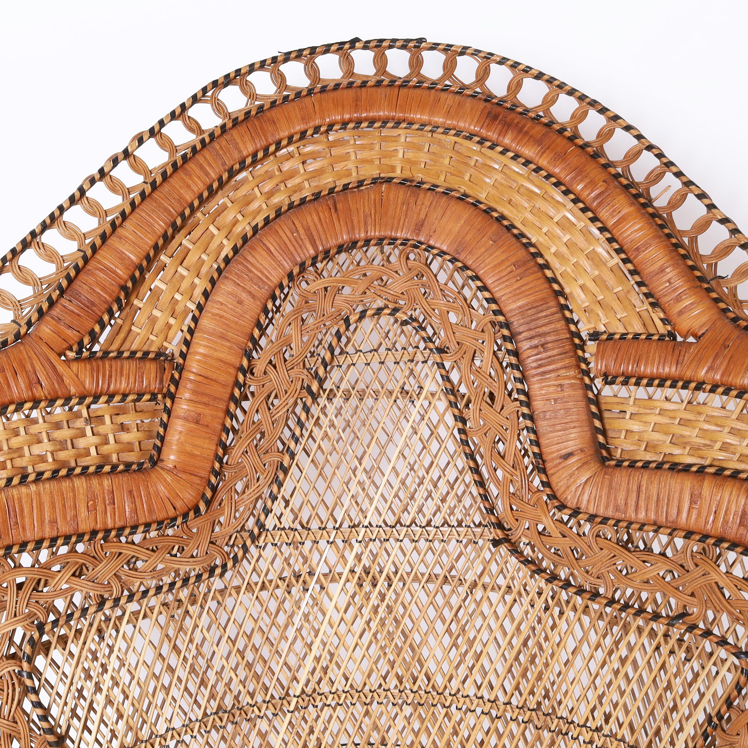 20th Century Vintage Anglo Indian Peacock or Cobra Recamier Lounge Chair For Sale