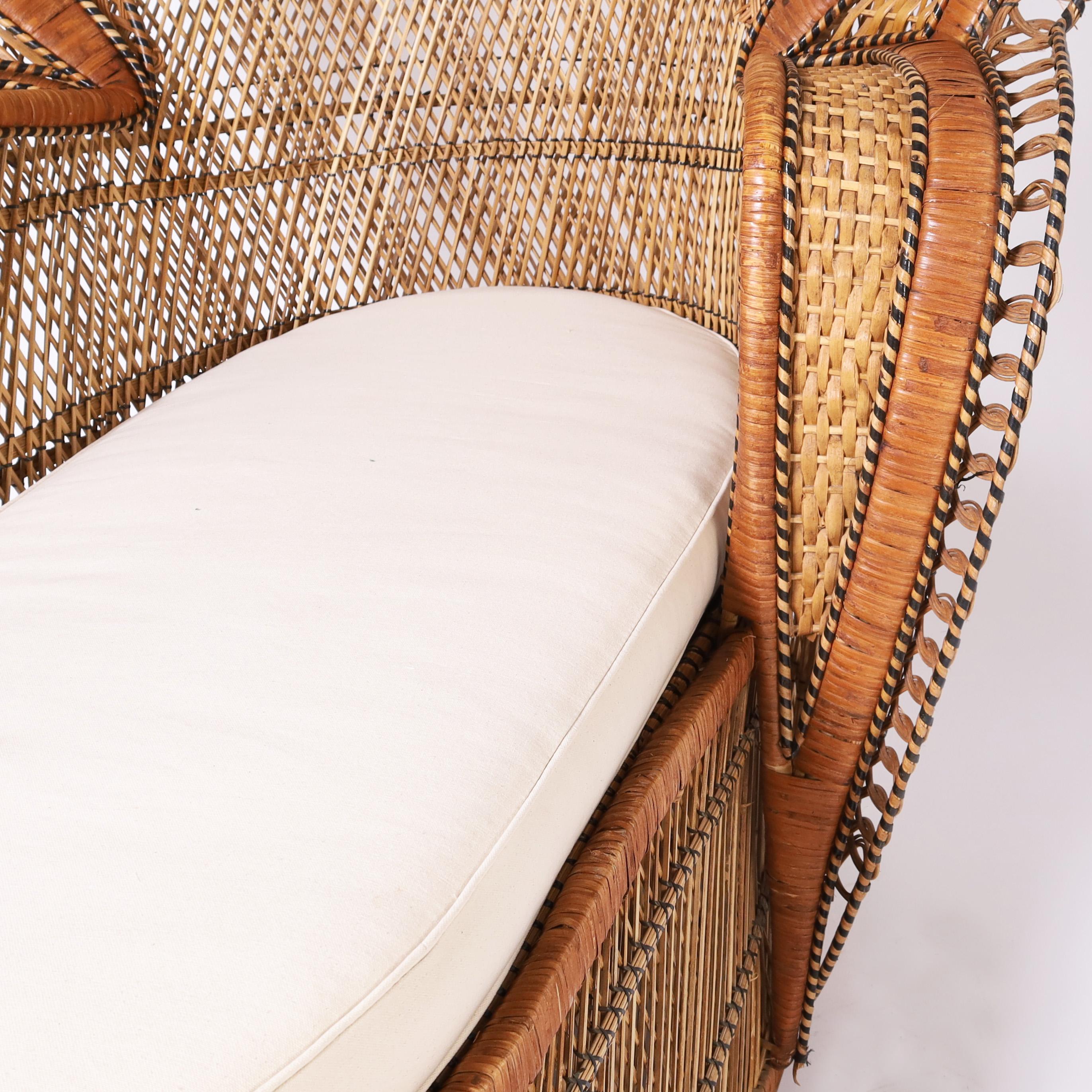Vintage Anglo Indian Peacock or Cobra Recamier Lounge Chair For Sale 1