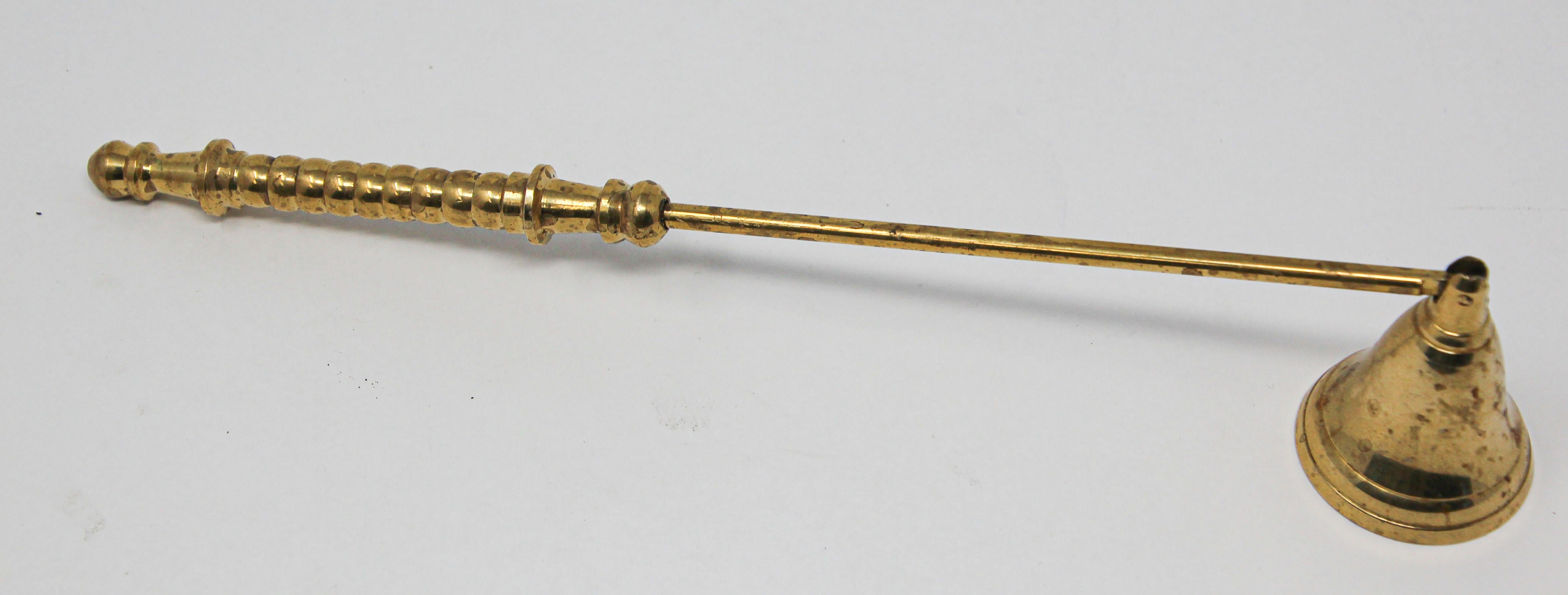 Vintage Anglo-Indian Polished Brass Candle Snuffer In Good Condition In North Hollywood, CA